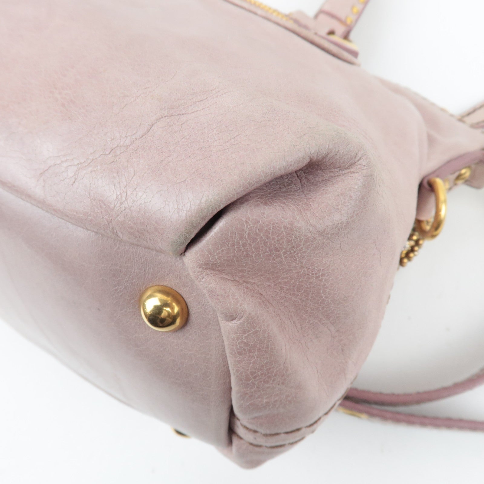 MIU MIU Studs 2Way Pink Shoulder Bag with Heart Charm