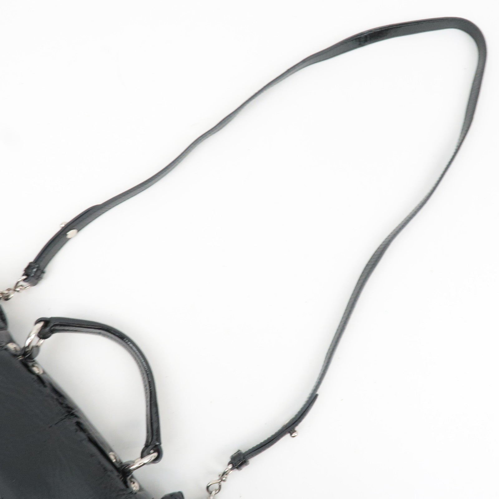 MIU MIU Ruffle 2Way Patent Shoulder Bag Black