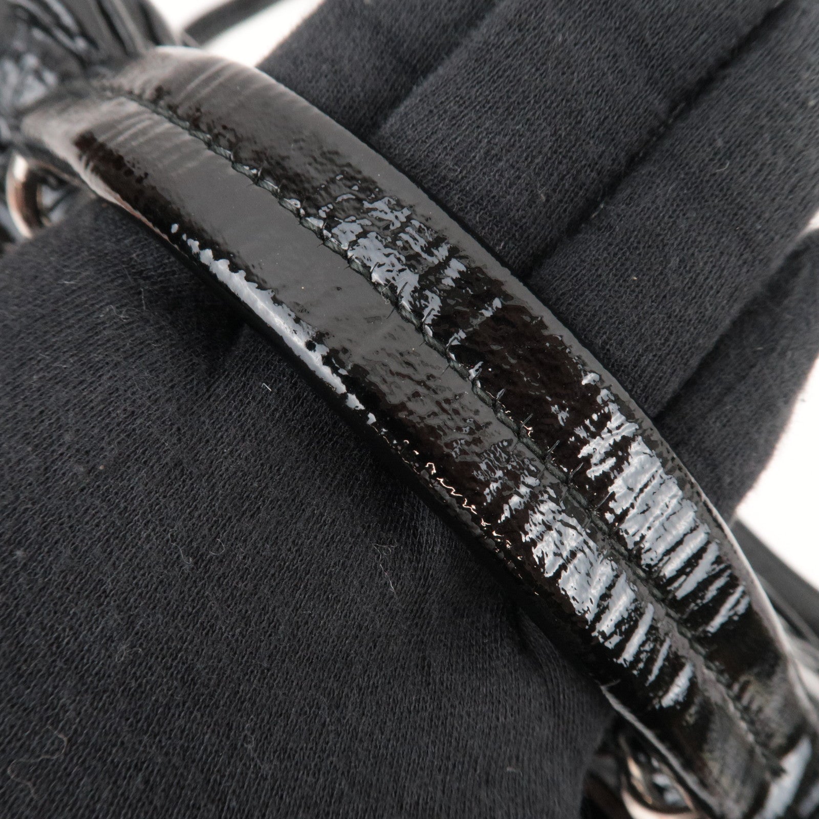 MIU MIU Ruffle 2Way Patent Shoulder Bag Black