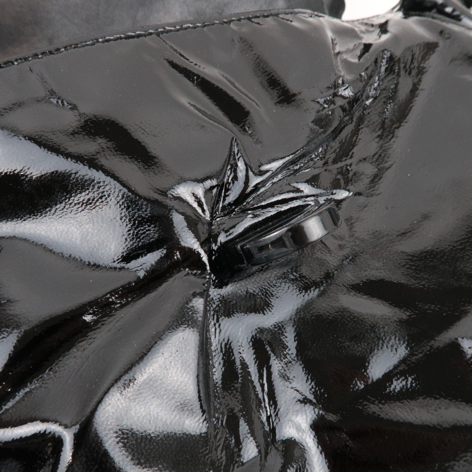 MIU MIU Ruffle 2Way Patent Shoulder Bag Black