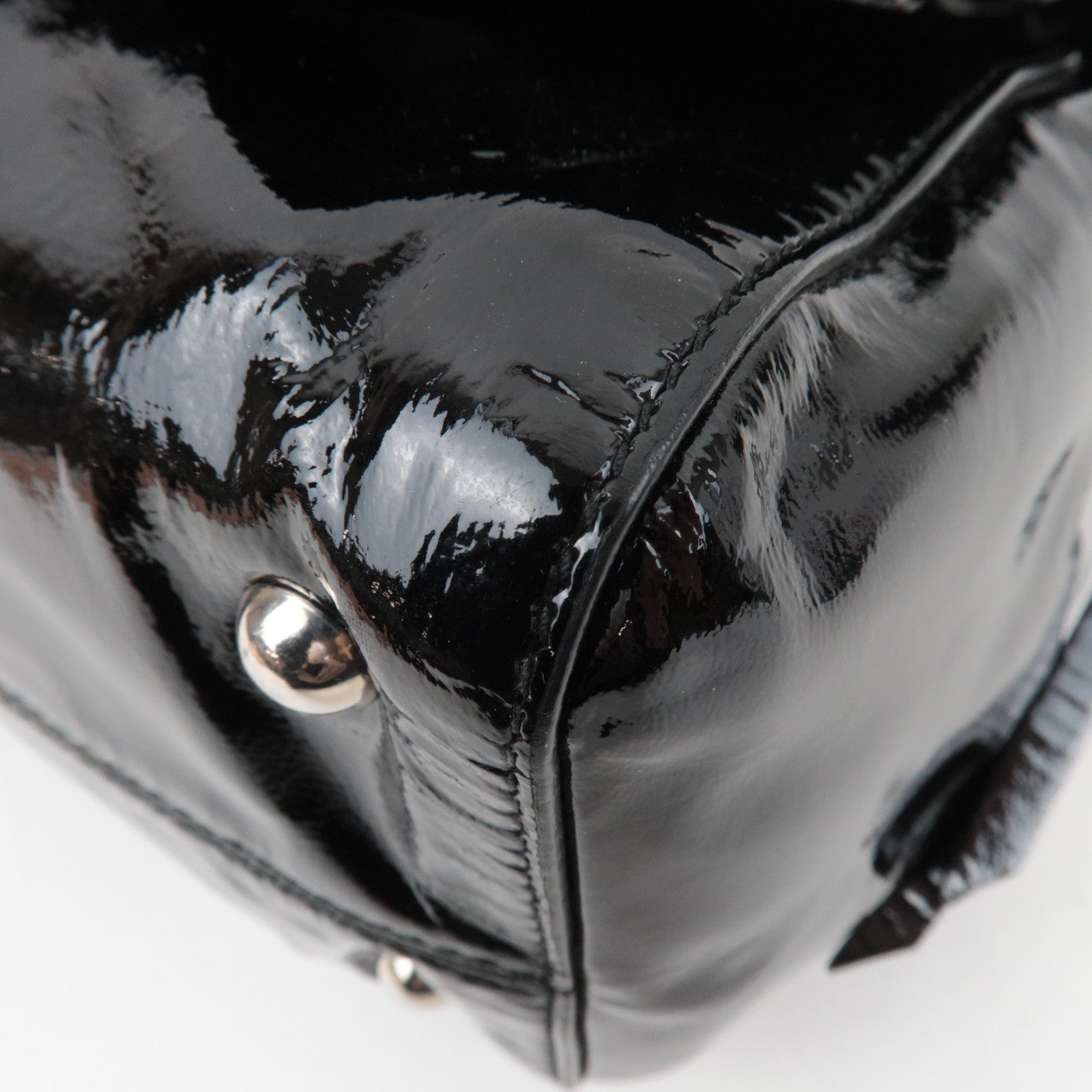 MIU MIU Ruffle 2Way Patent Shoulder Bag Black