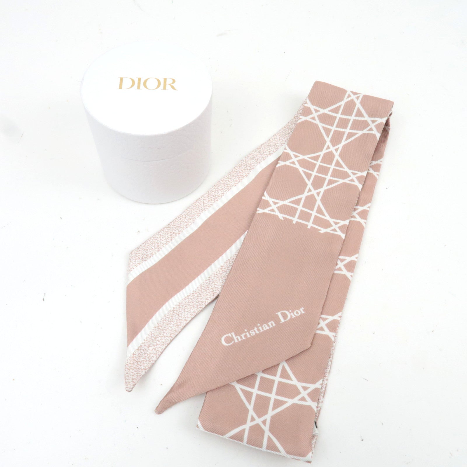 Christian Dior Mitzah Twilly Scarf 100% Silk Beige