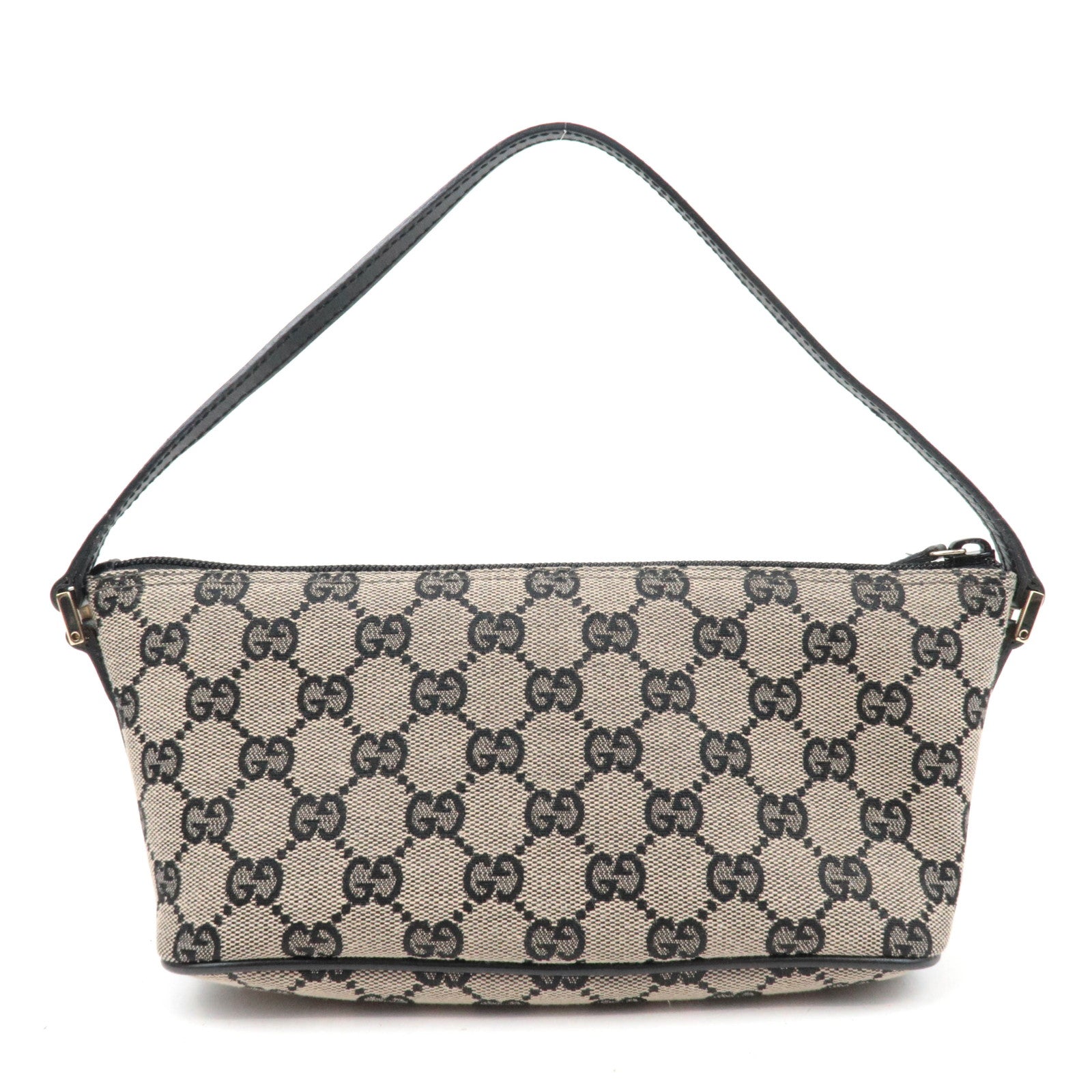 GUCCI Boat Bag GG Canvas Leather Beige Black 039.1103
