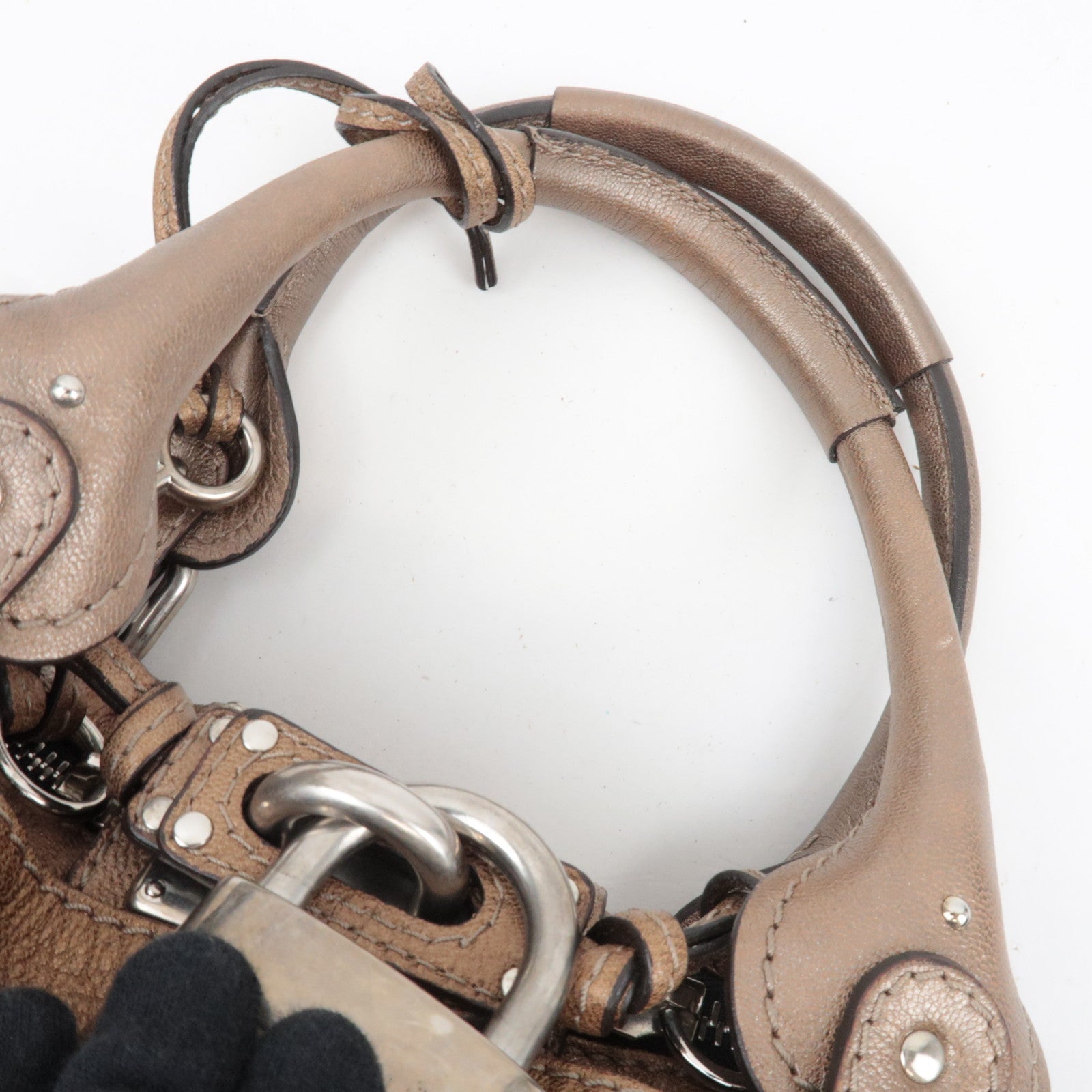 Chloe Paddington Leather Handbag Leather Metallic Brown