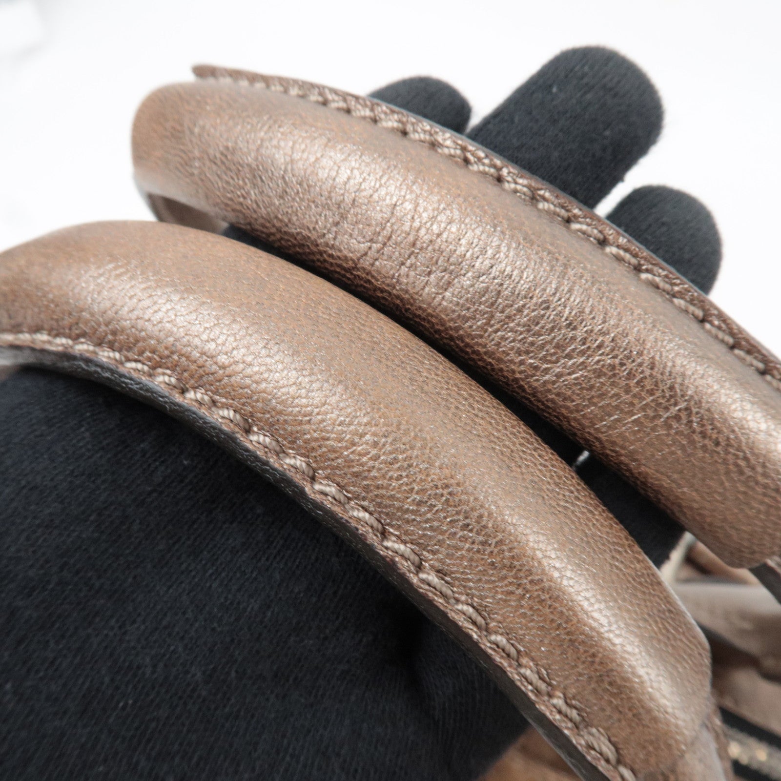 Chloe Paddington Leather Handbag Leather Metallic Brown