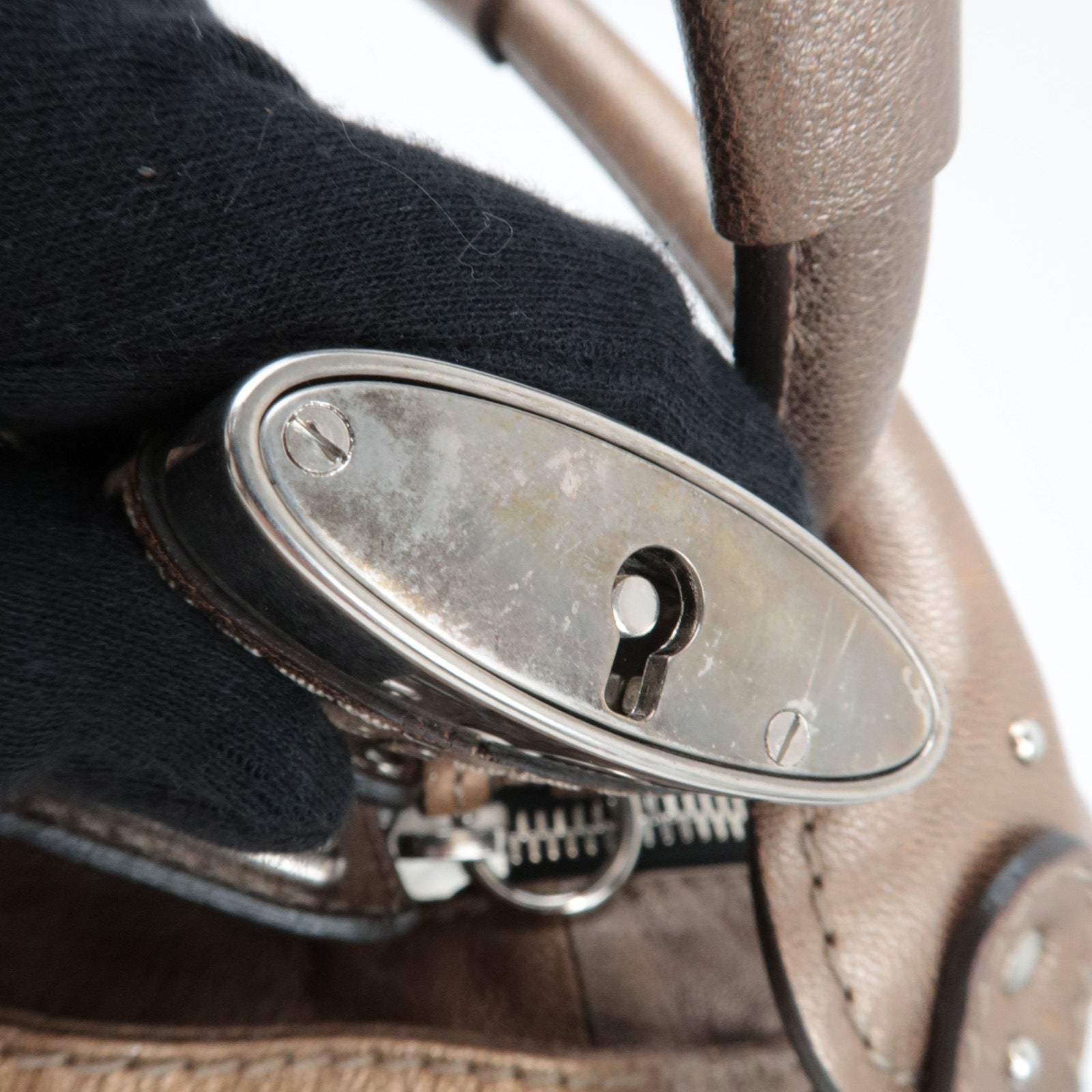 Chloe Paddington Leather Handbag Leather Metallic Brown