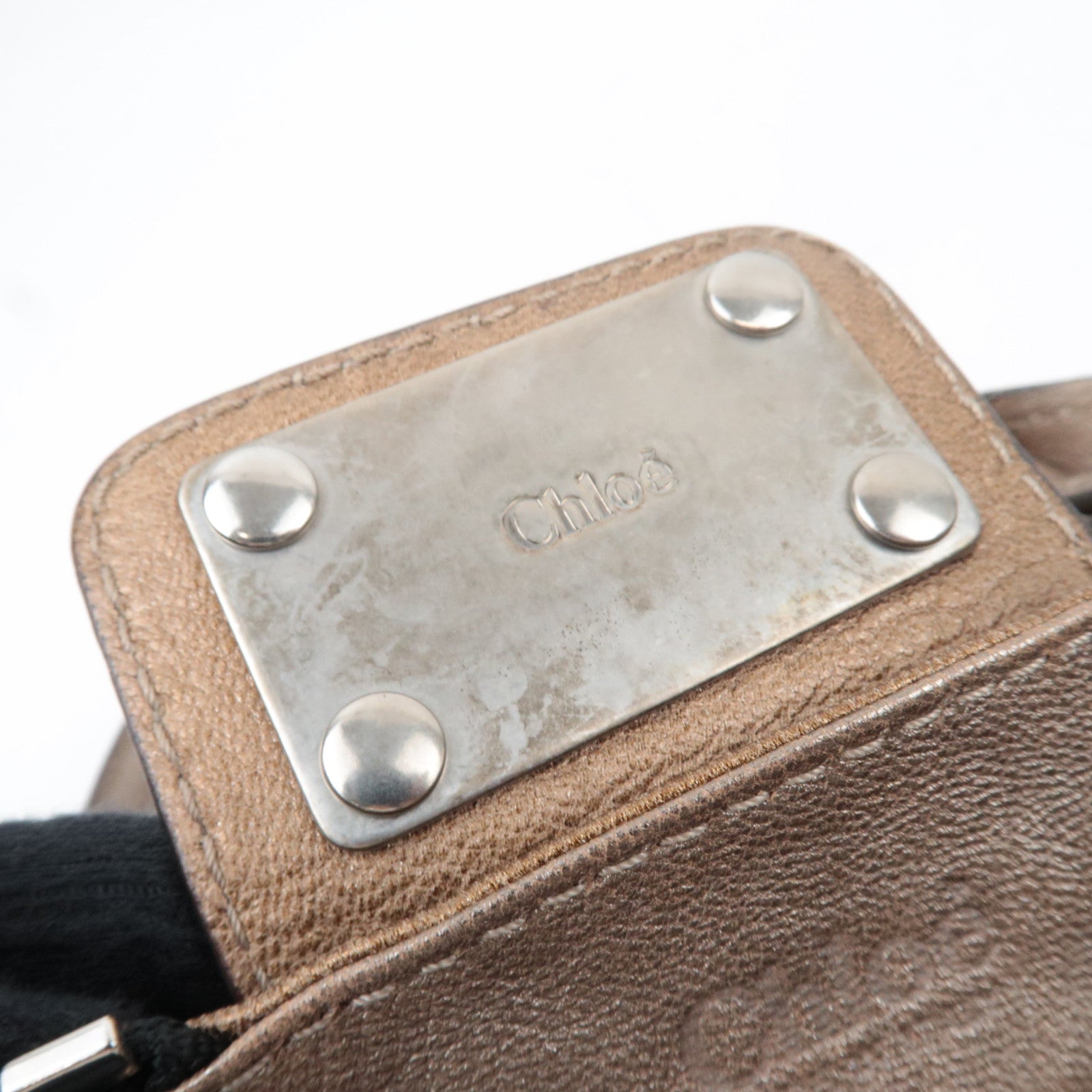 Chloe Paddington Leather Handbag Leather Metallic Brown