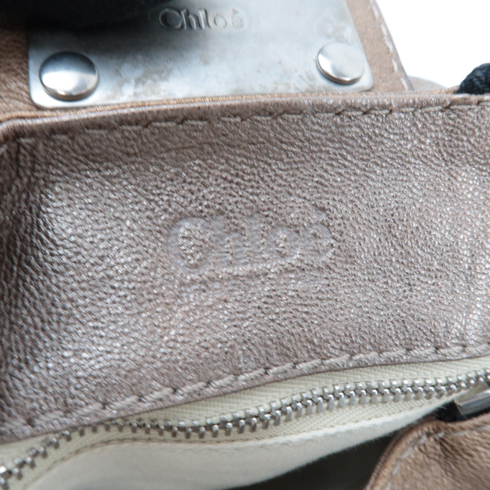 Chloe Paddington Leather Handbag Leather Metallic Brown