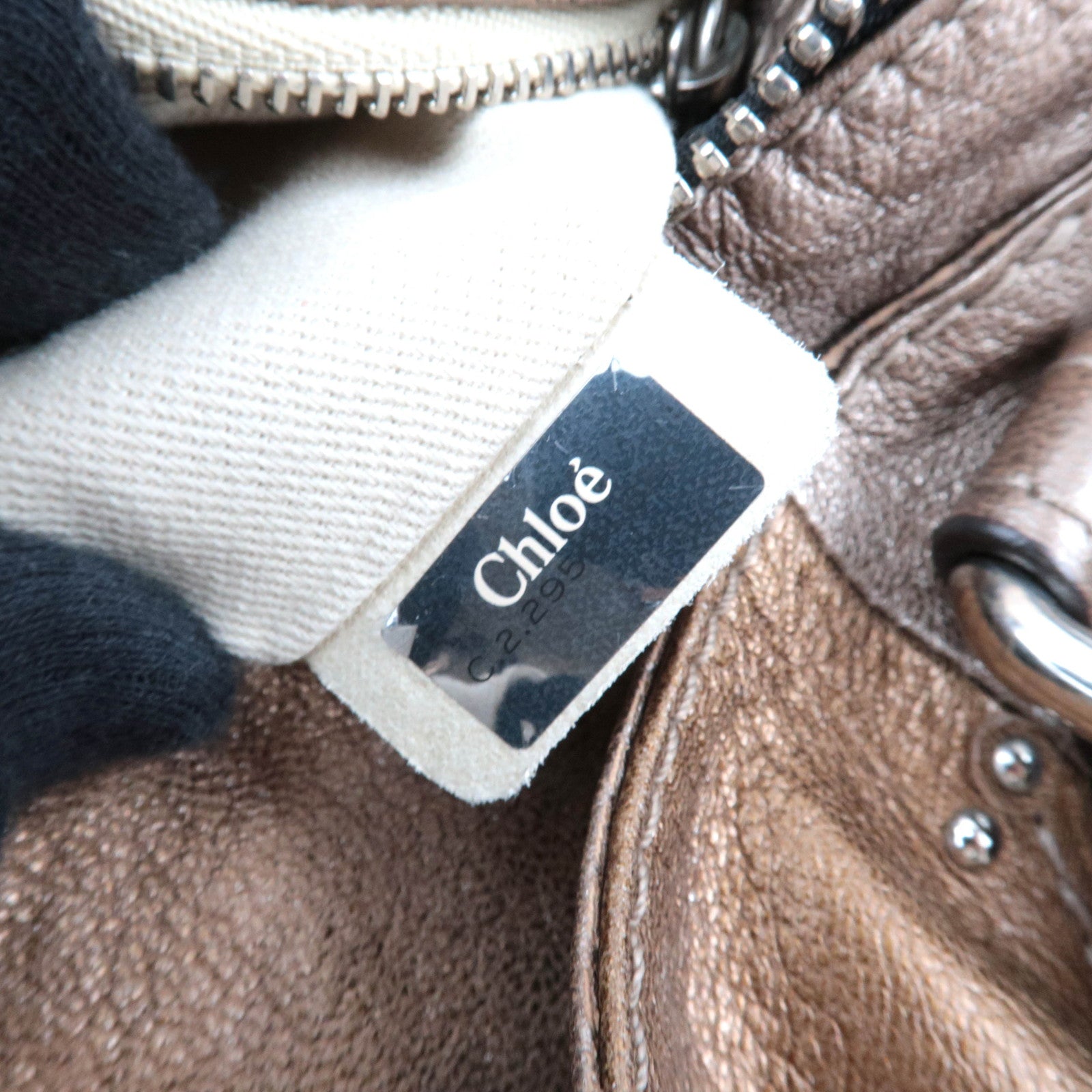 Chloe Paddington Leather Handbag Leather Metallic Brown