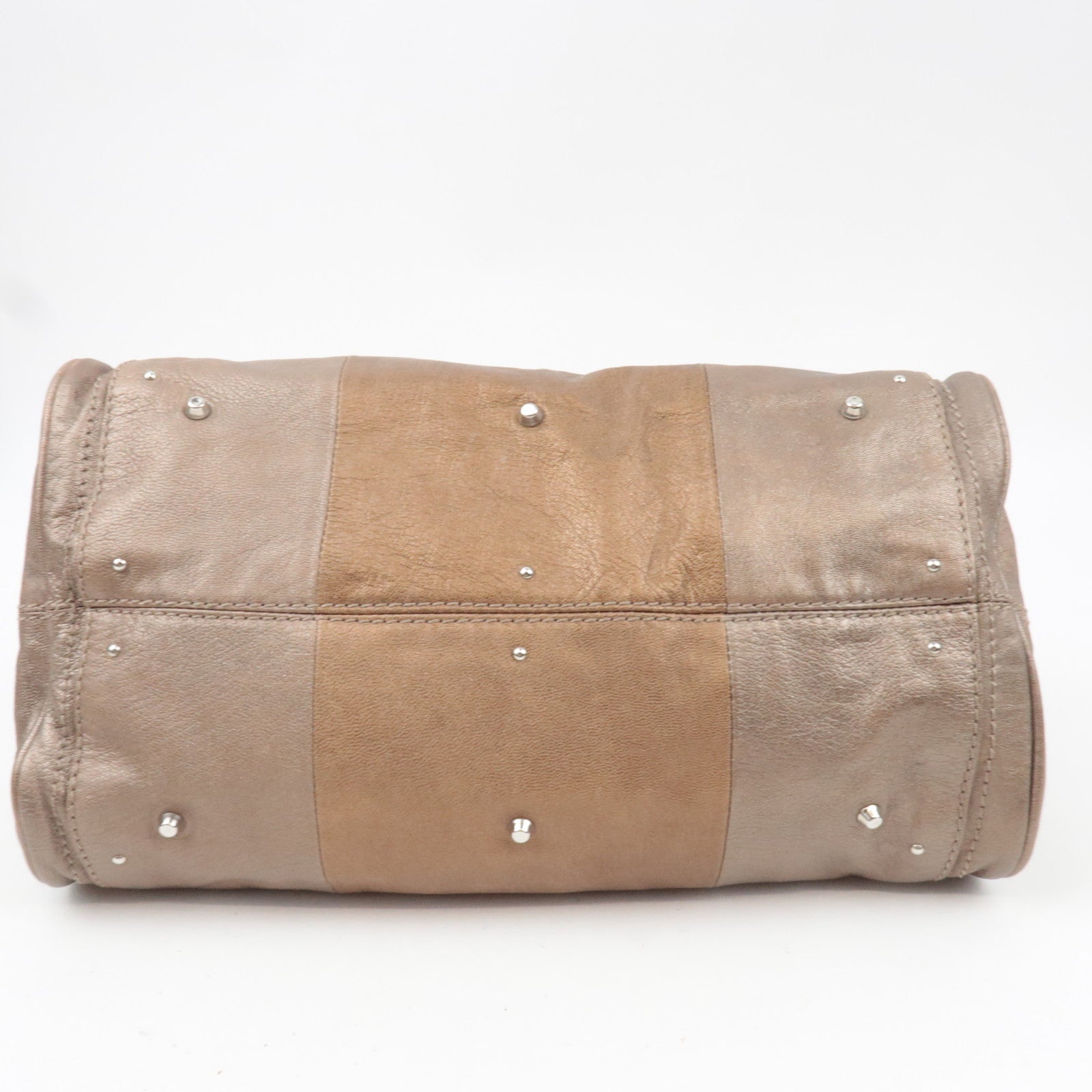 Chloe Paddington Leather Handbag Leather Metallic Brown