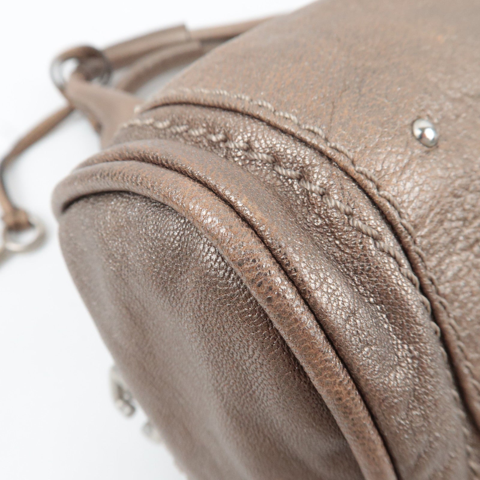 Chloe Paddington Leather Handbag Leather Metallic Brown