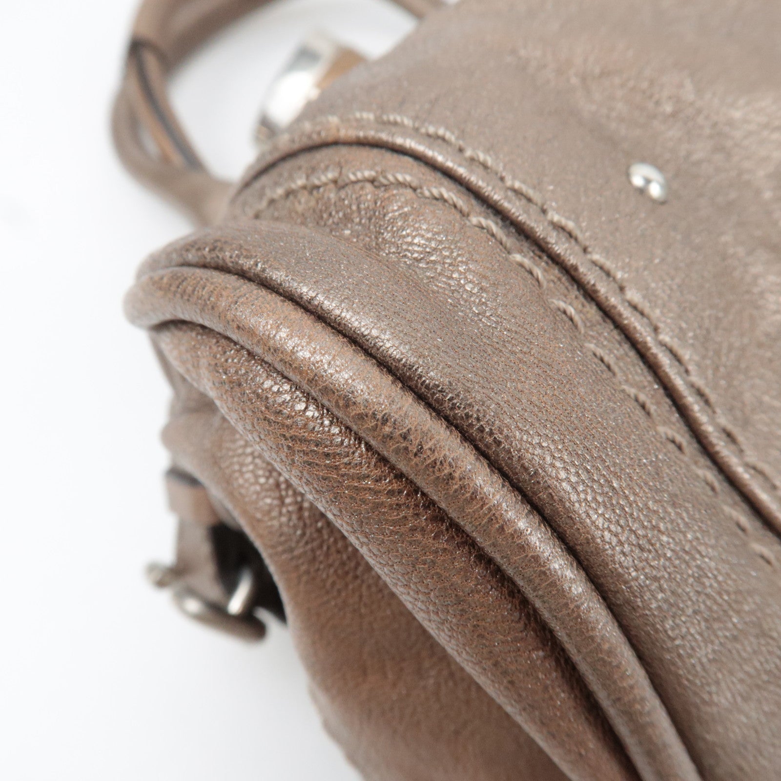 Chloe Paddington Leather Handbag Leather Metallic Brown