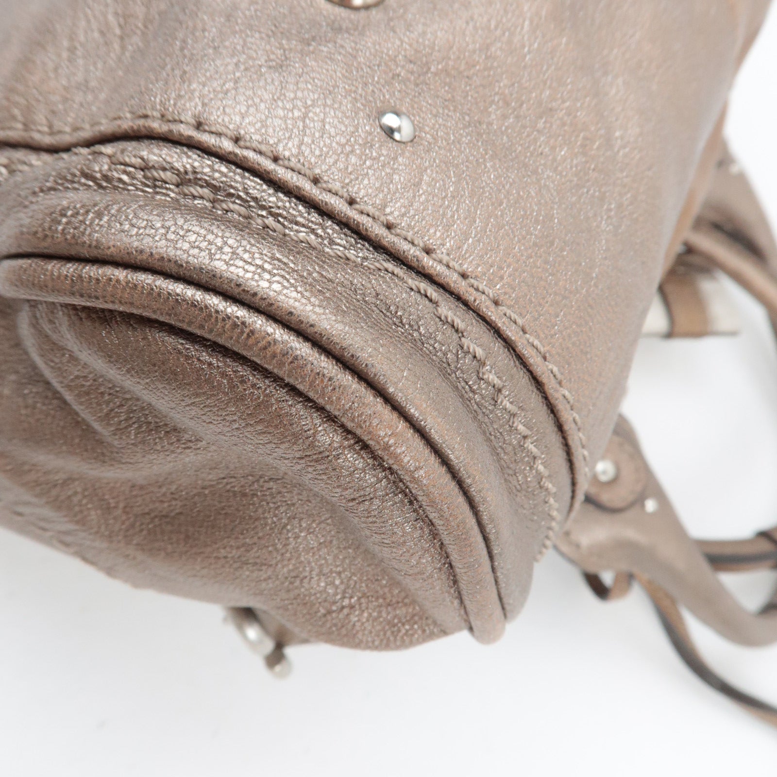 Chloe Paddington Leather Handbag Leather Metallic Brown