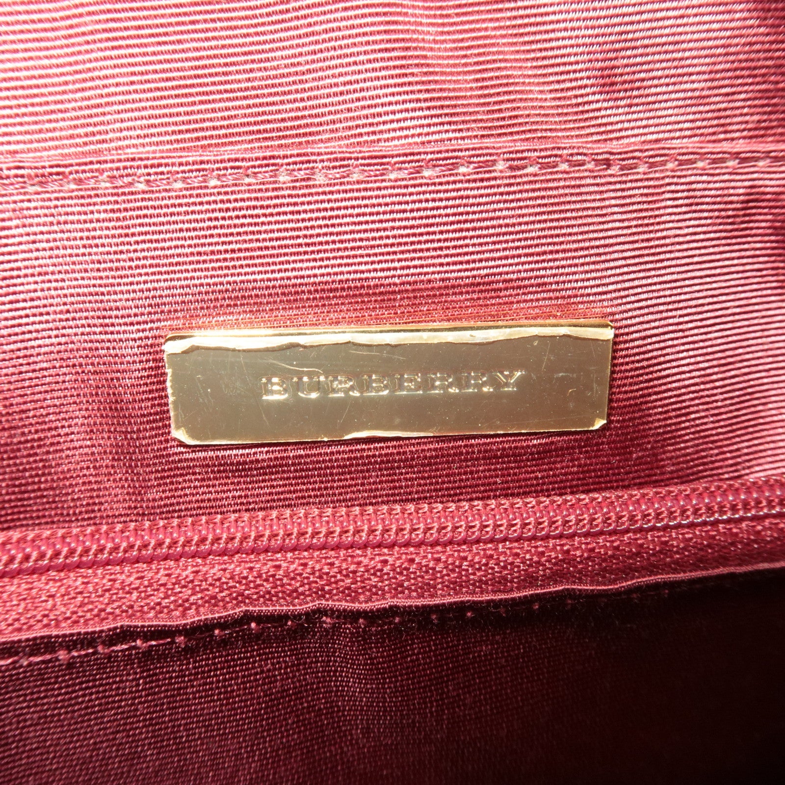 BURBERRY Nova Plaid Canvas Leather Tote Bag Beige Bordeaux