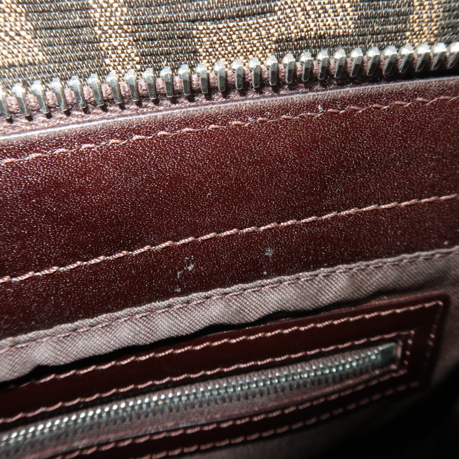 FENDI Zucca Canvas Leather Shoulder Bag Brown Black 26566