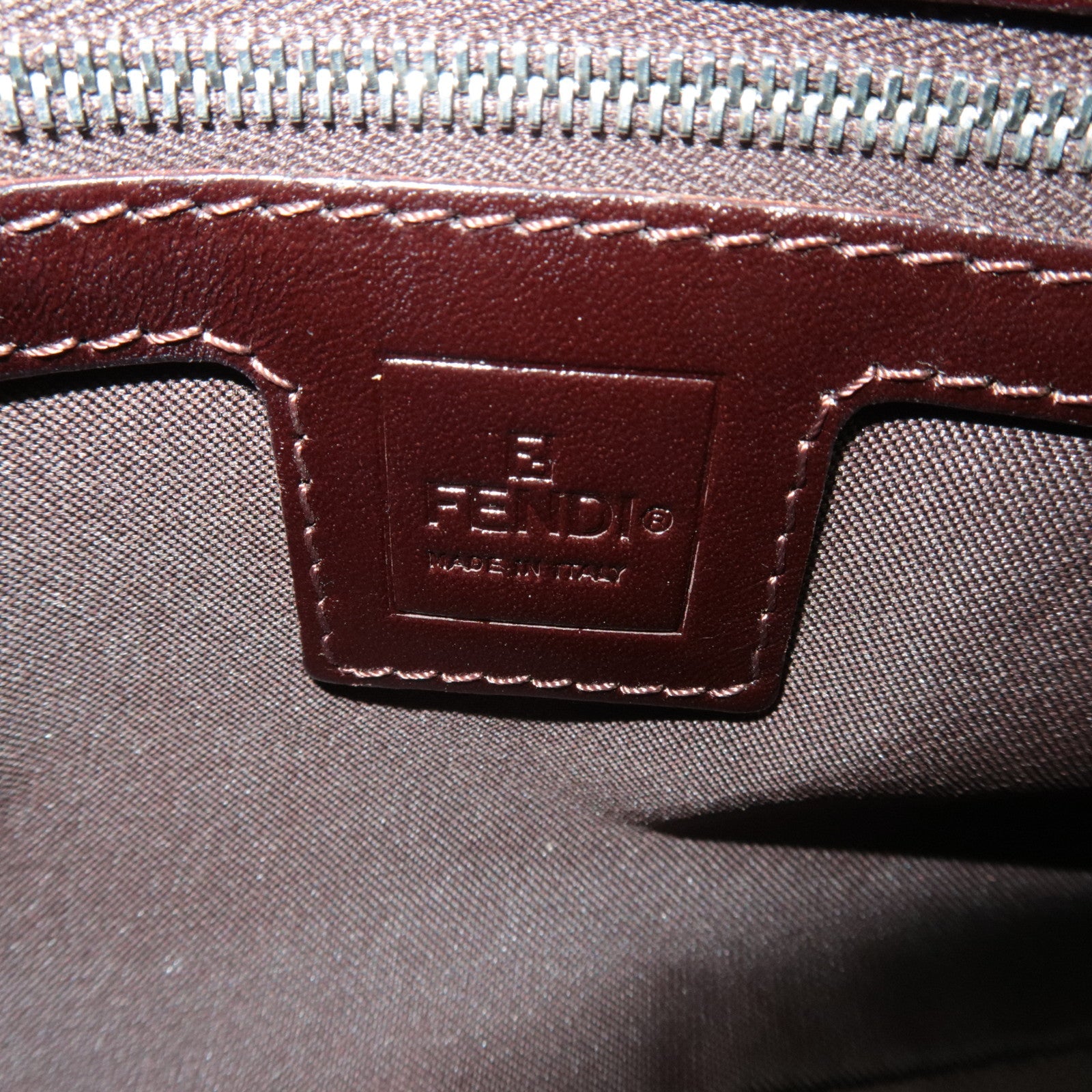 FENDI Zucca Canvas Leather Shoulder Bag Brown Black 26566