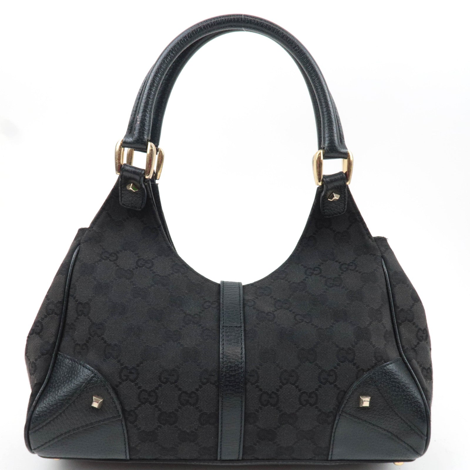 GUCCI New Jackie GG Canvas Leather Shoulder Bag Black 124407