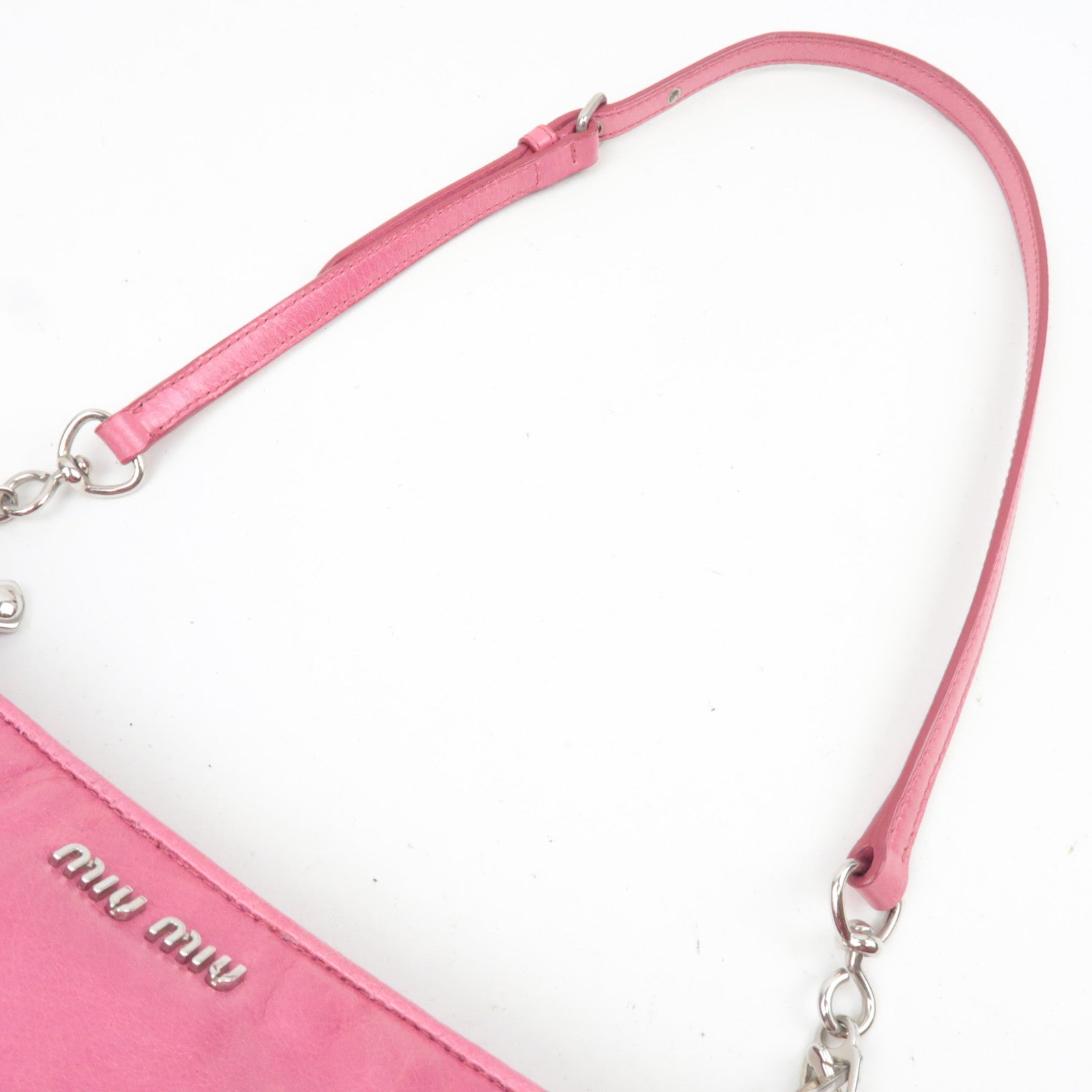 MIU MIU Ribbon Leather Shoulder Bag Pink RR1892
