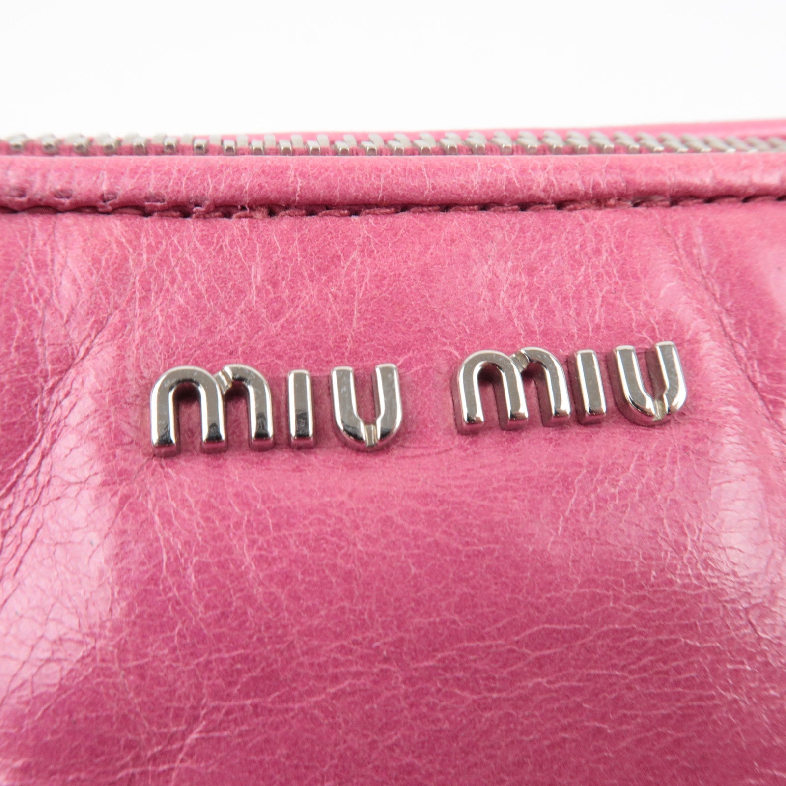 MIU MIU Ribbon Leather Shoulder Bag Pink RR1892