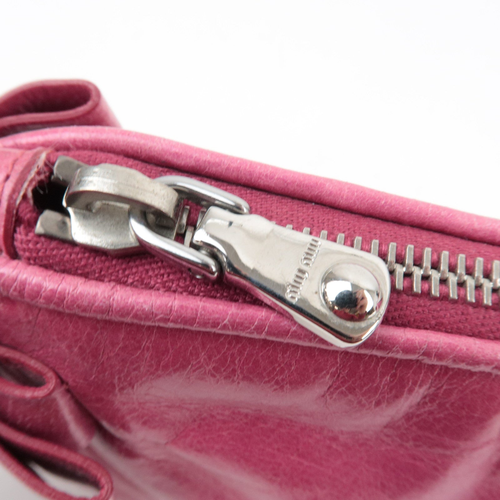 MIU MIU Ribbon Leather Shoulder Bag Pink RR1892