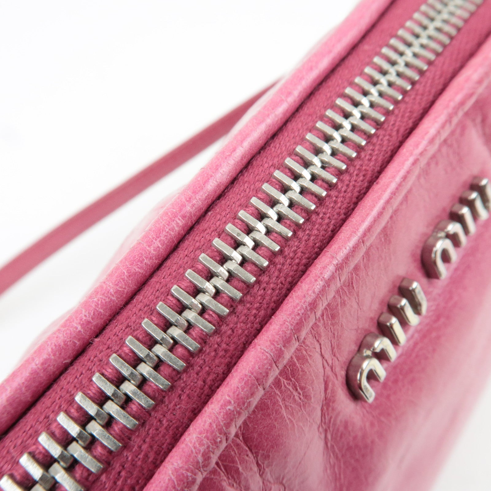 MIU MIU Ribbon Leather Shoulder Bag Pink RR1892