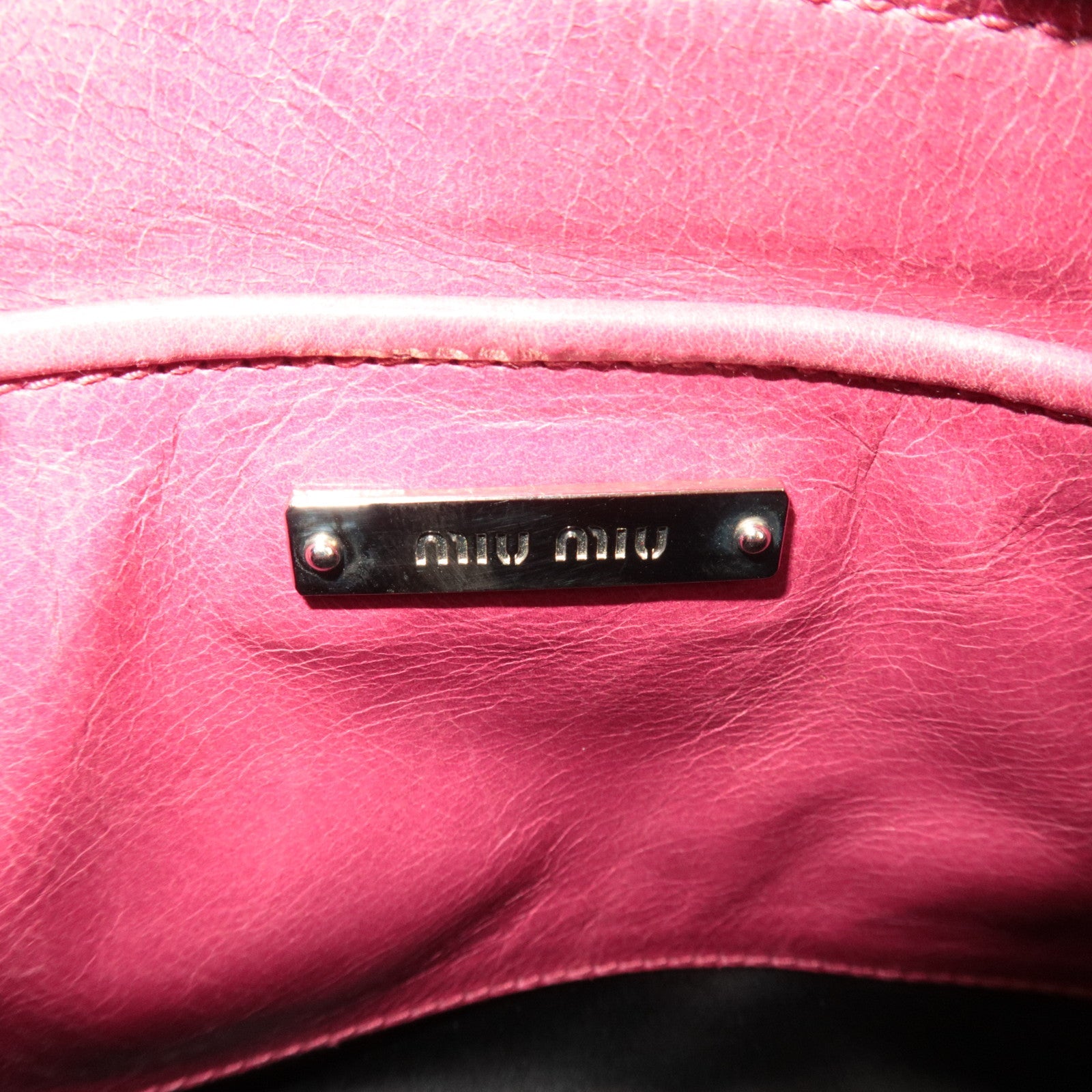 MIU MIU Ribbon Leather Shoulder Bag Pink RR1892