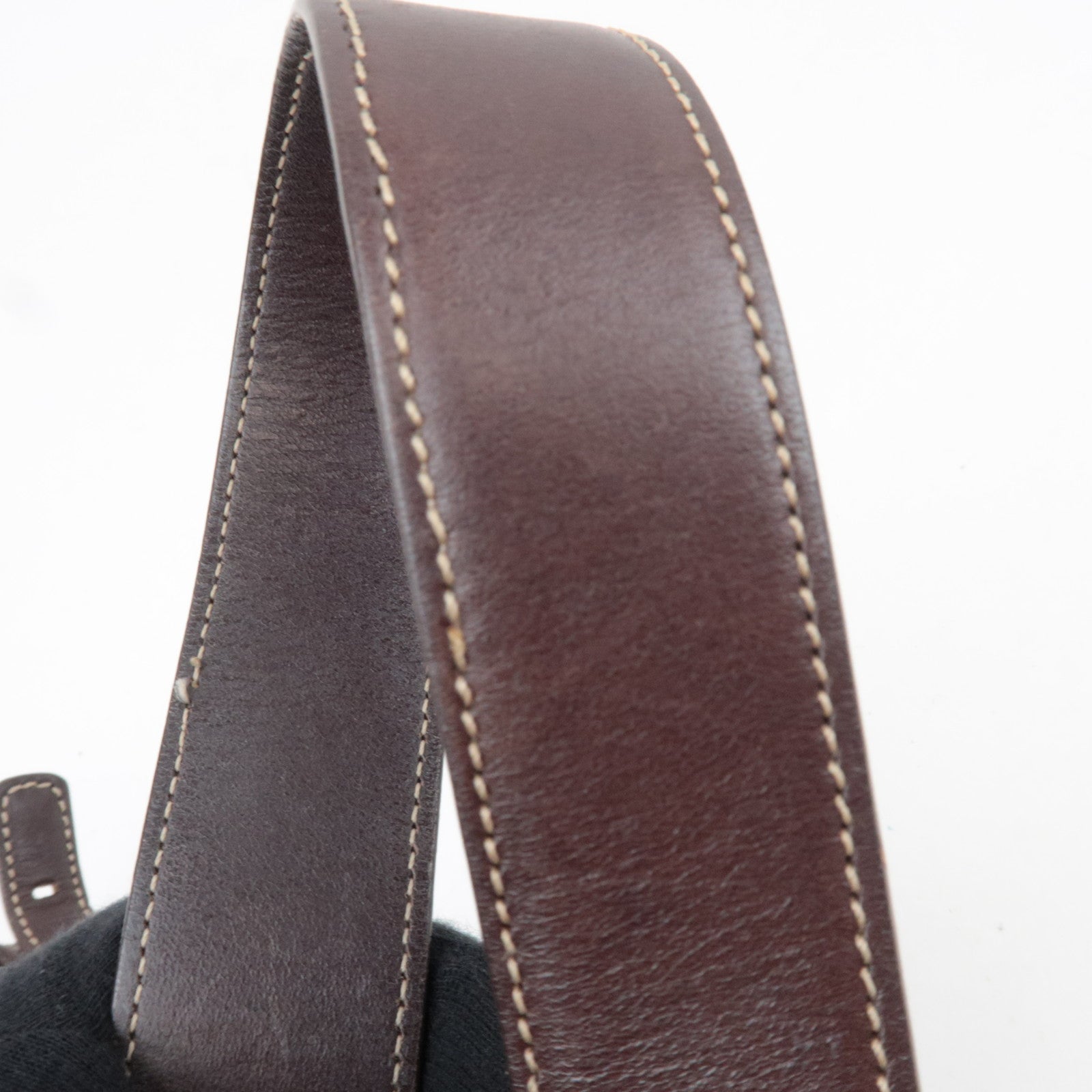 LOEWE Anagram Denim Leather Shoulder Bag Blue Brown