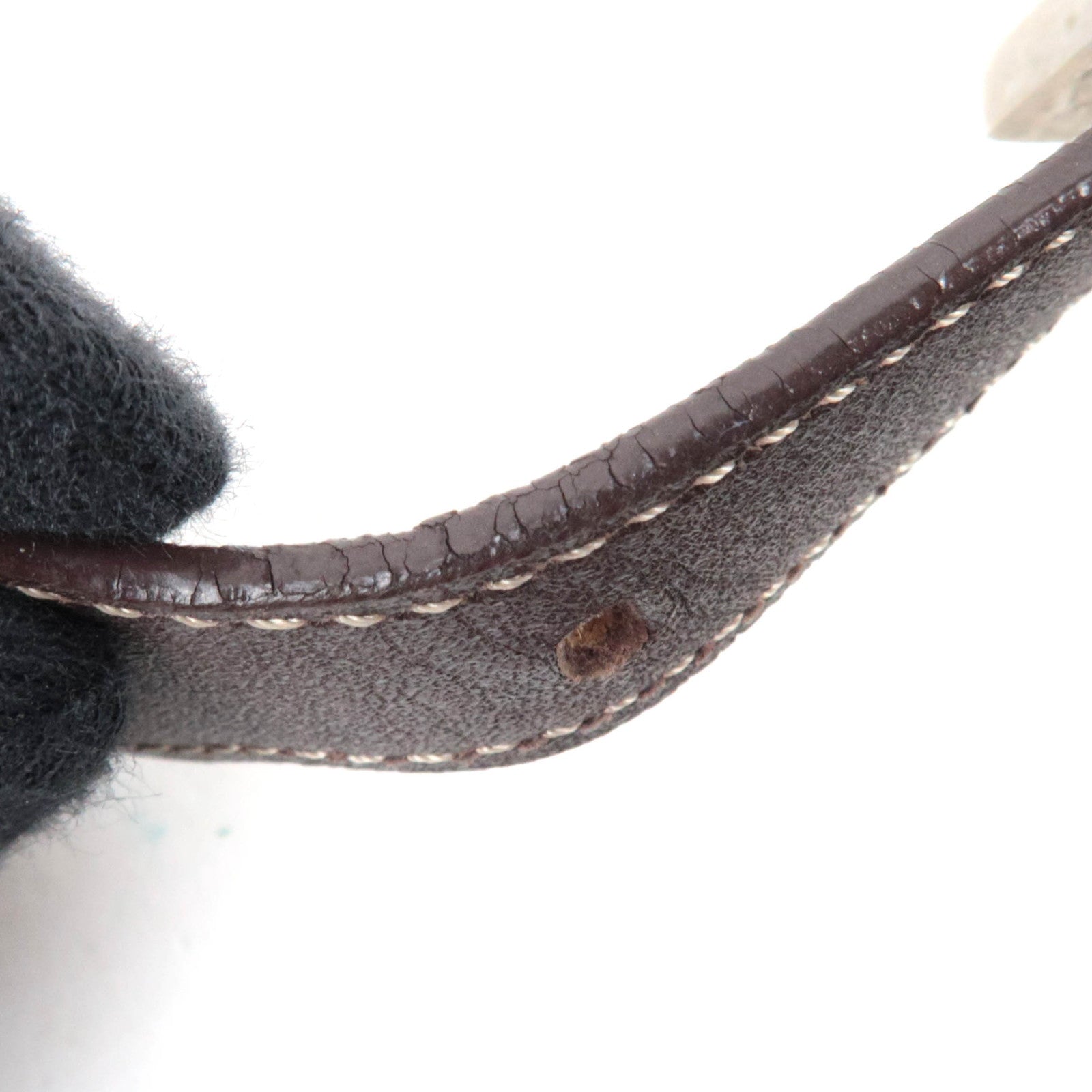 LOEWE Anagram Denim Leather Shoulder Bag Blue Brown