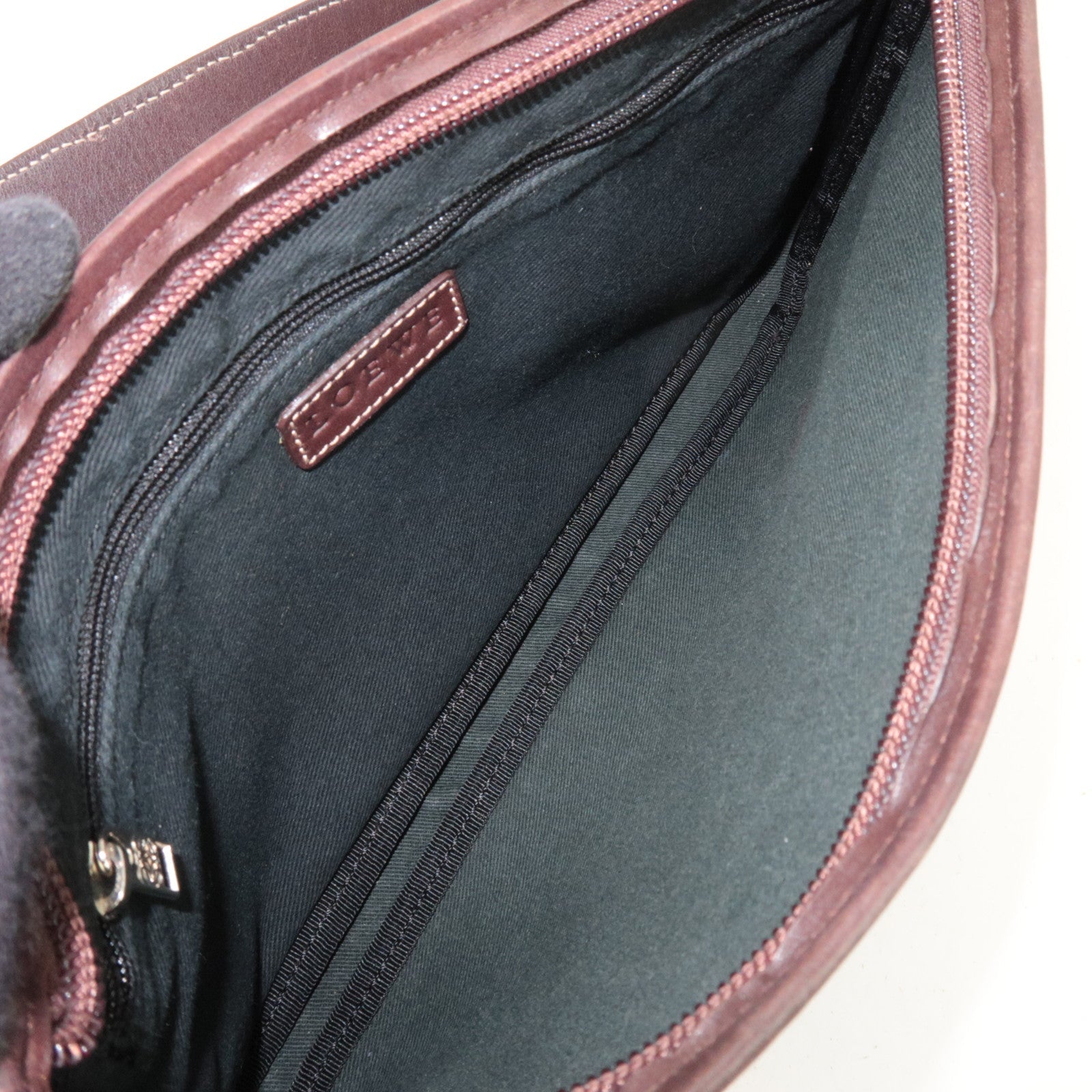 LOEWE Anagram Denim Leather Shoulder Bag Blue Brown