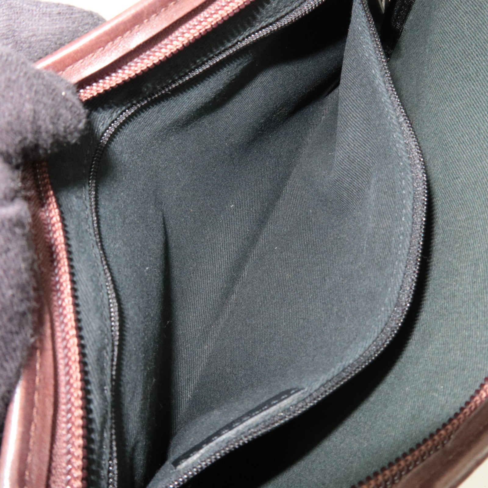 LOEWE Anagram Denim Leather Shoulder Bag Blue Brown