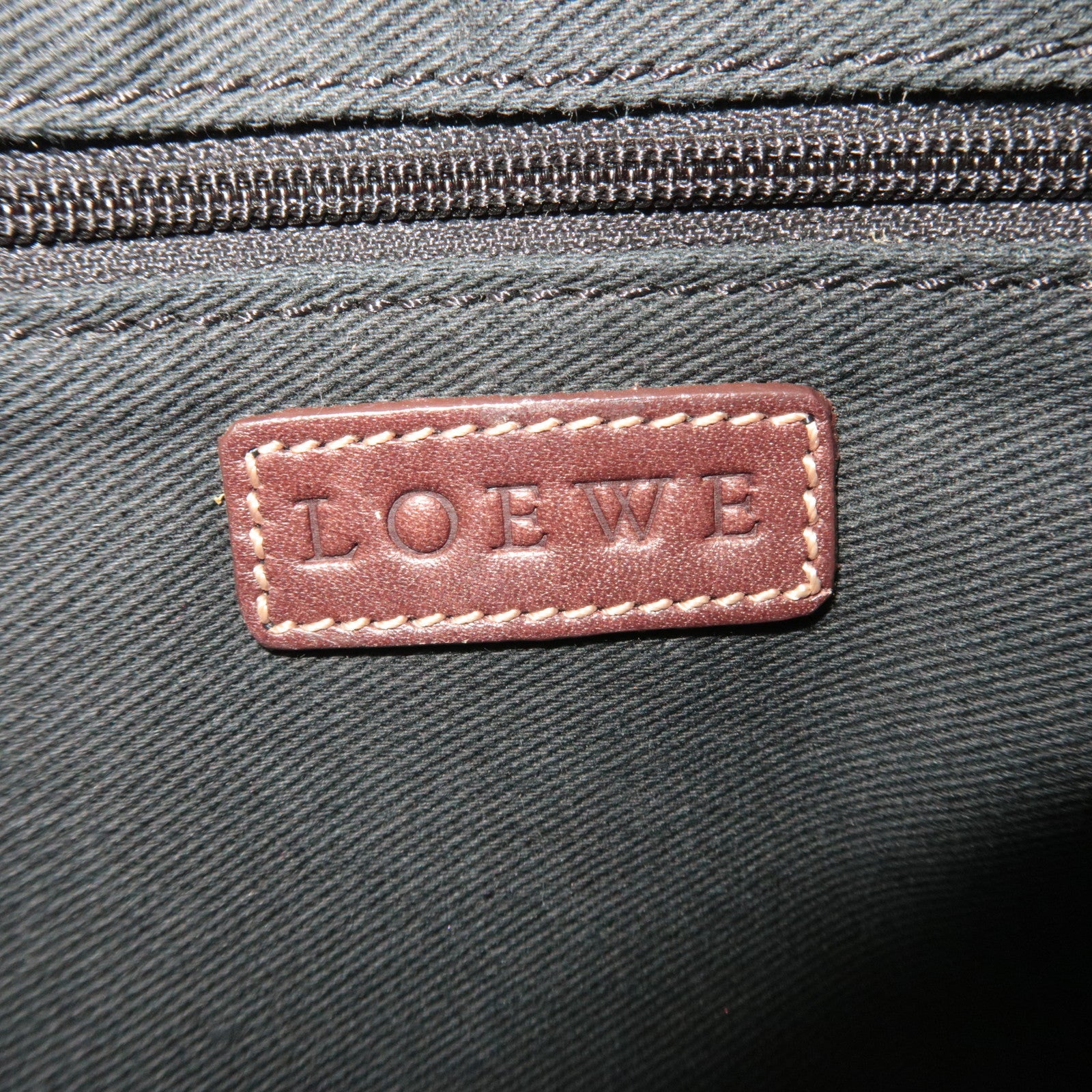 LOEWE Anagram Denim Leather Shoulder Bag Blue Brown
