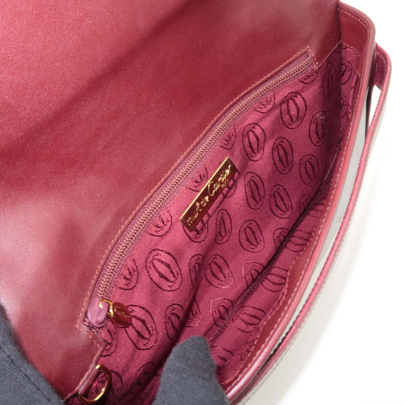 Cartier Must Line Leather Clutch Bag Bordeaux