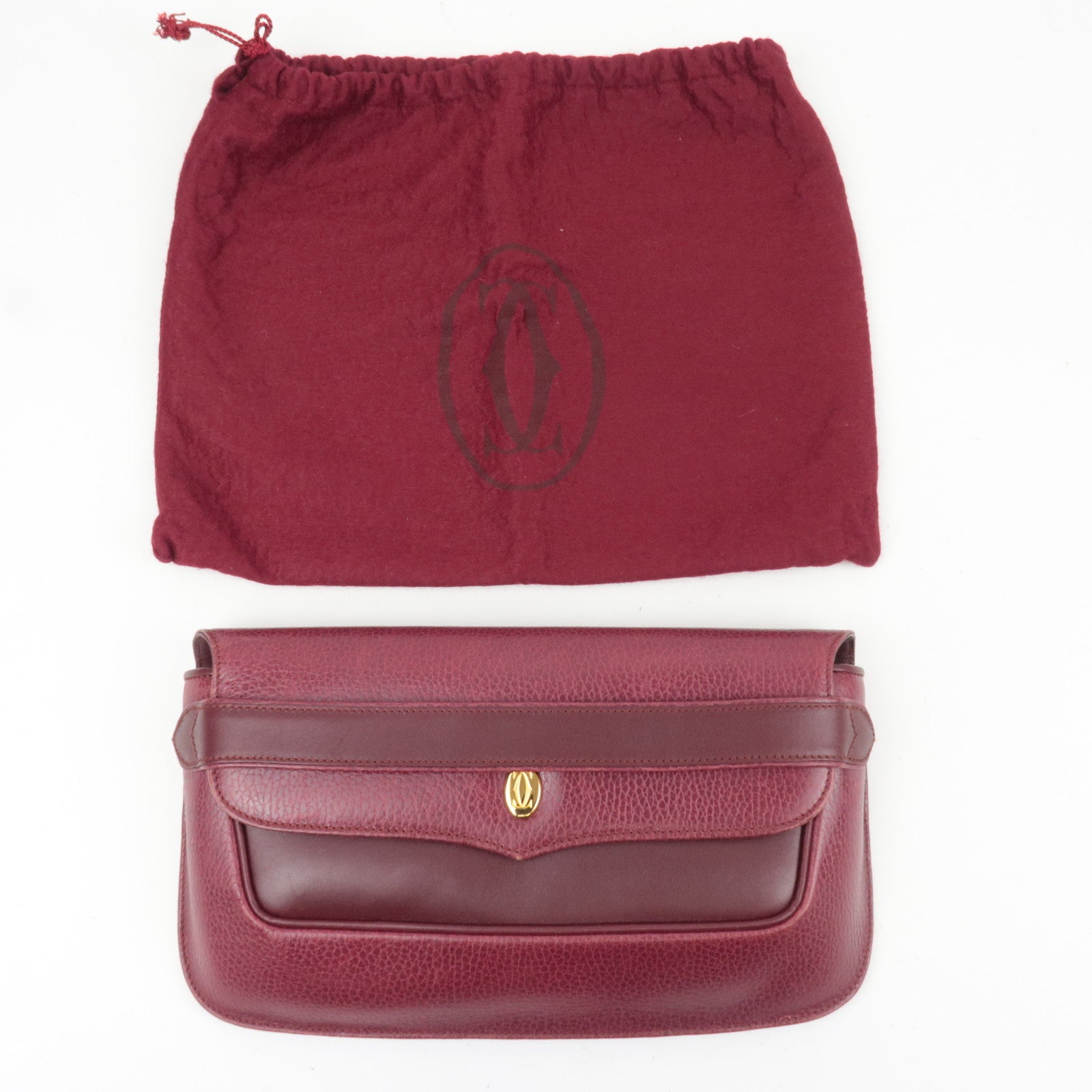 Cartier Must Line Leather Clutch Bag Bordeaux