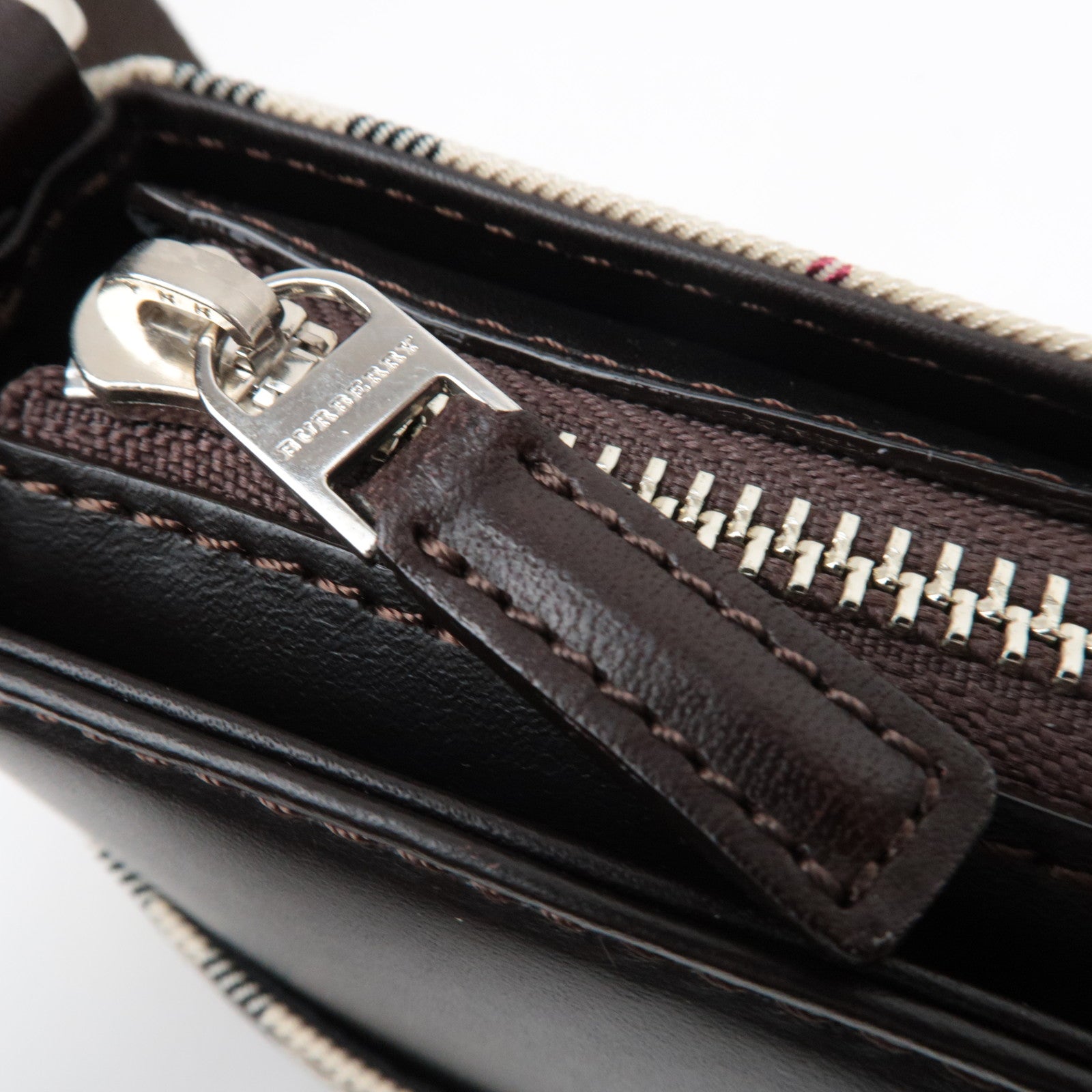 BURBERRY Nova Plaid Canvas Leather Shoulder Bag Beige Brown