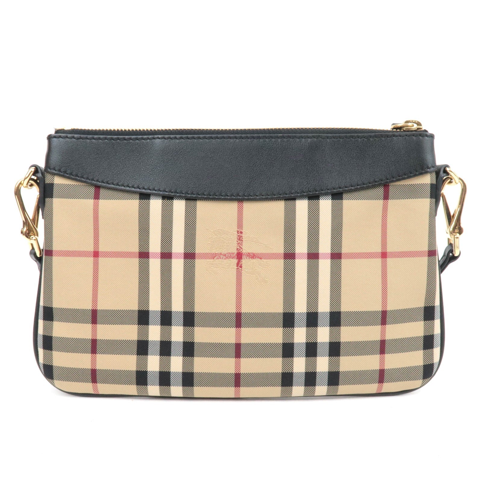 BURBERRY Nova Plaid Canvas Leather Shoulder Bag Beige Black