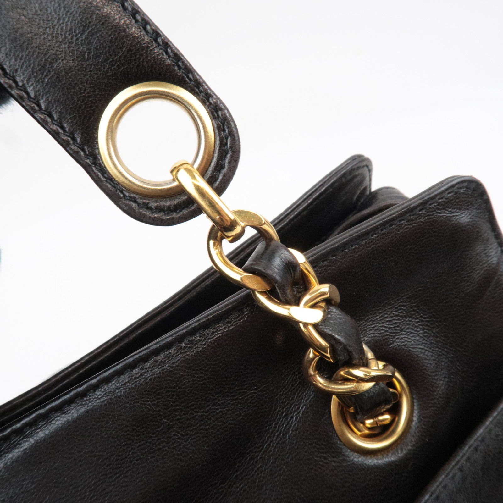 CHANEL Coco Mark Chain Lambskin Shoulder Bag Black 3654781