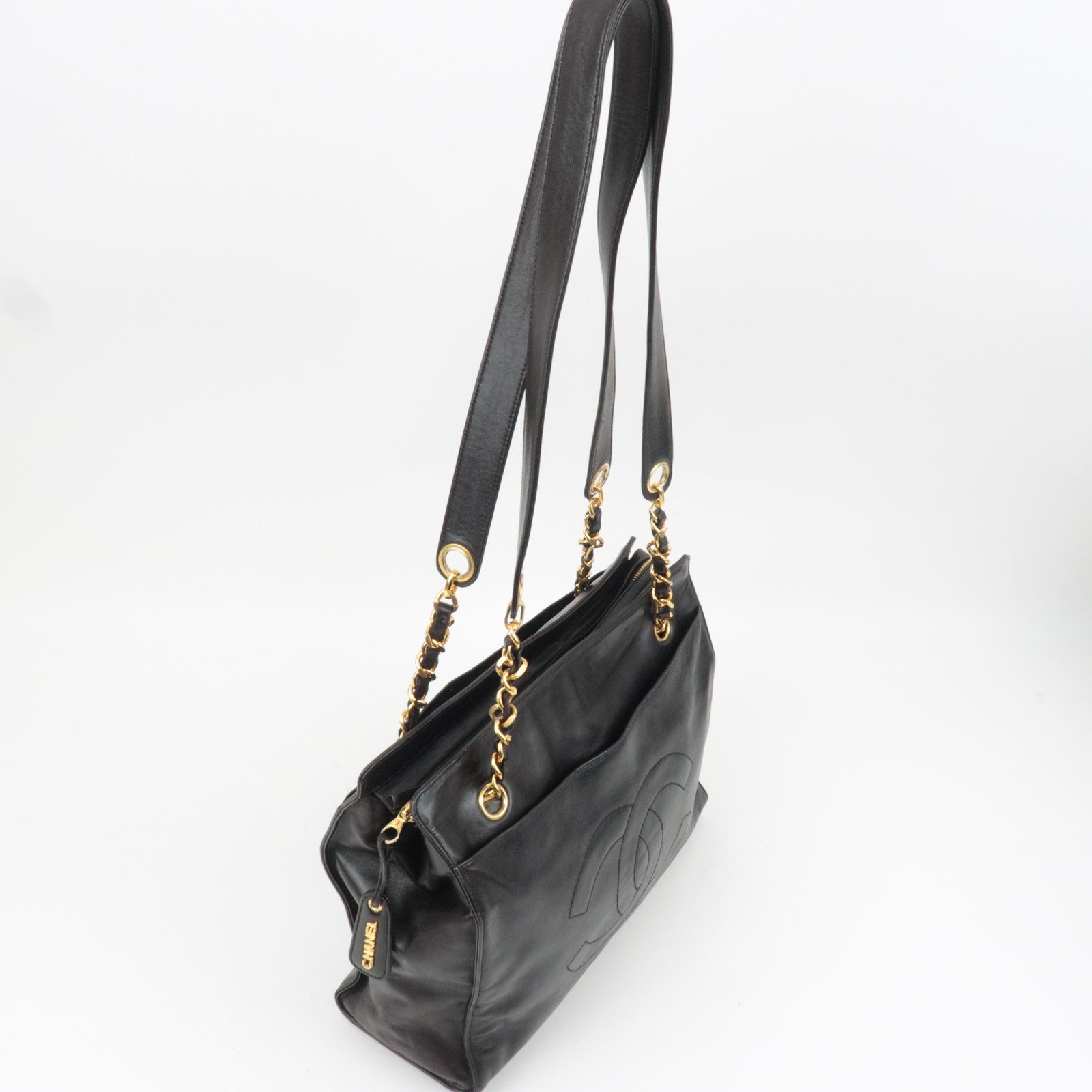 CHANEL Coco Mark Chain Lambskin Shoulder Bag Black 3654781