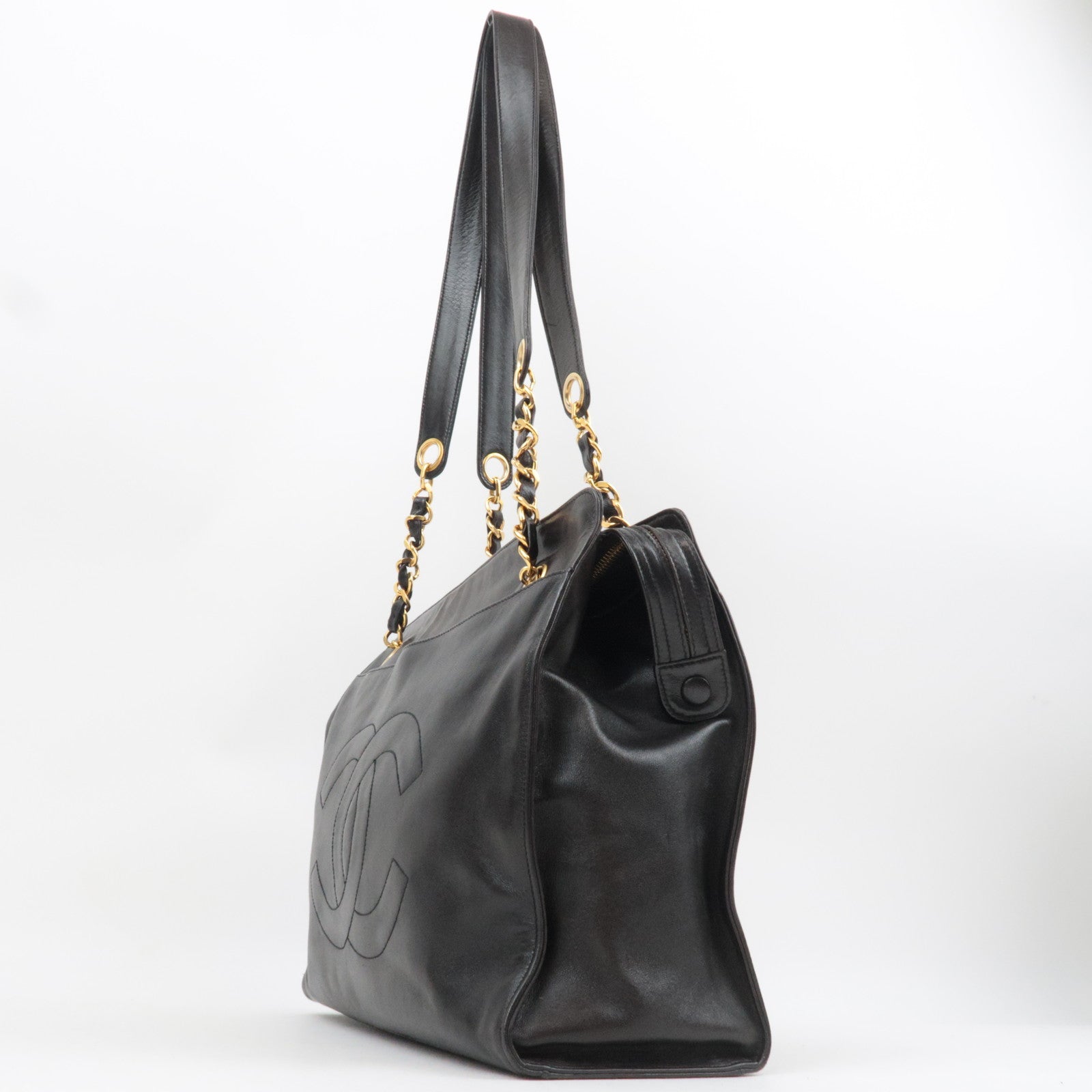 CHANEL Coco Mark Chain Lambskin Shoulder Bag Black 3654781