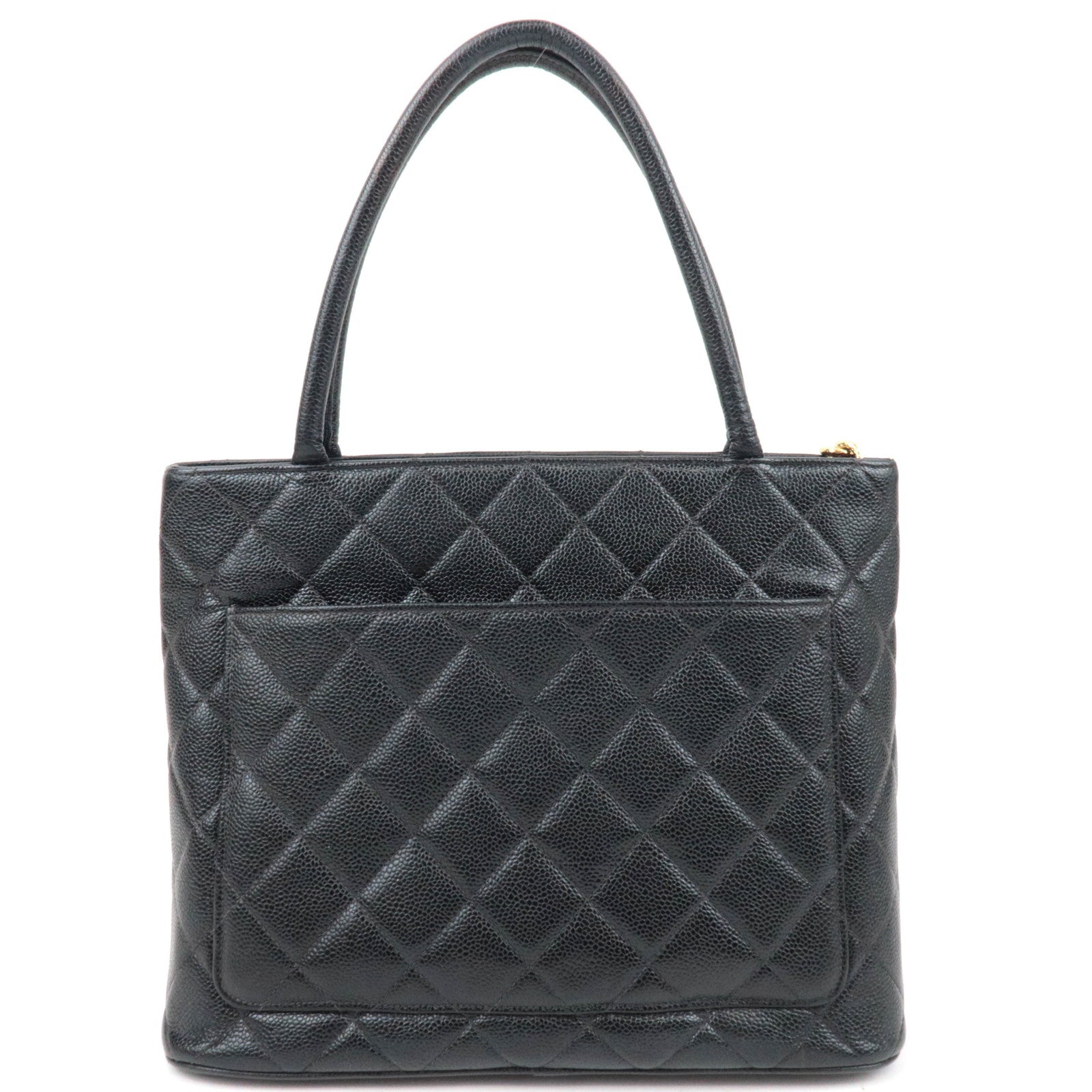 CHANEL Medallion Caviarskin Tote Bag Black Gold HDW A01804 7332890