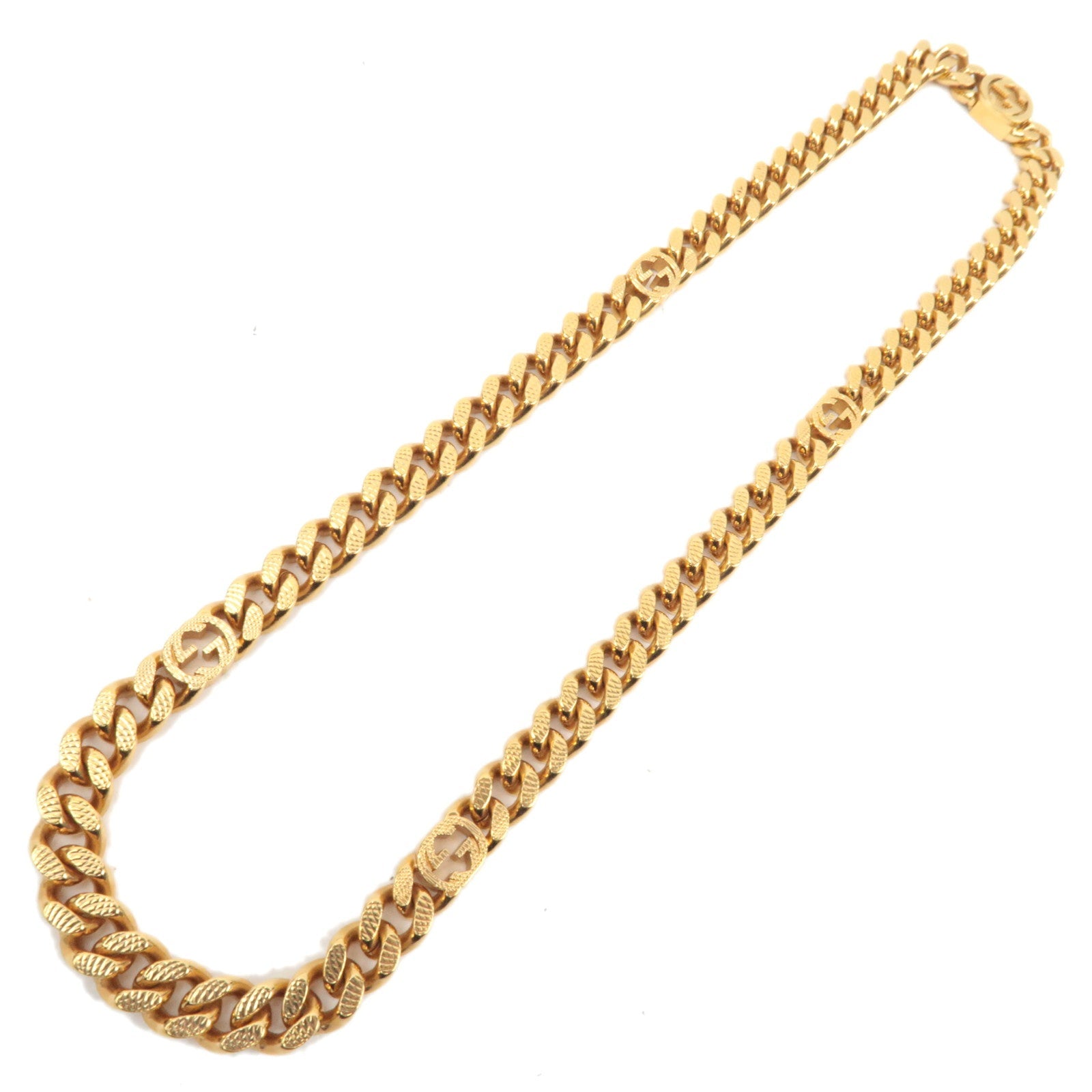 GUCCI Interlocking G Chain Necklace Gold Color85812