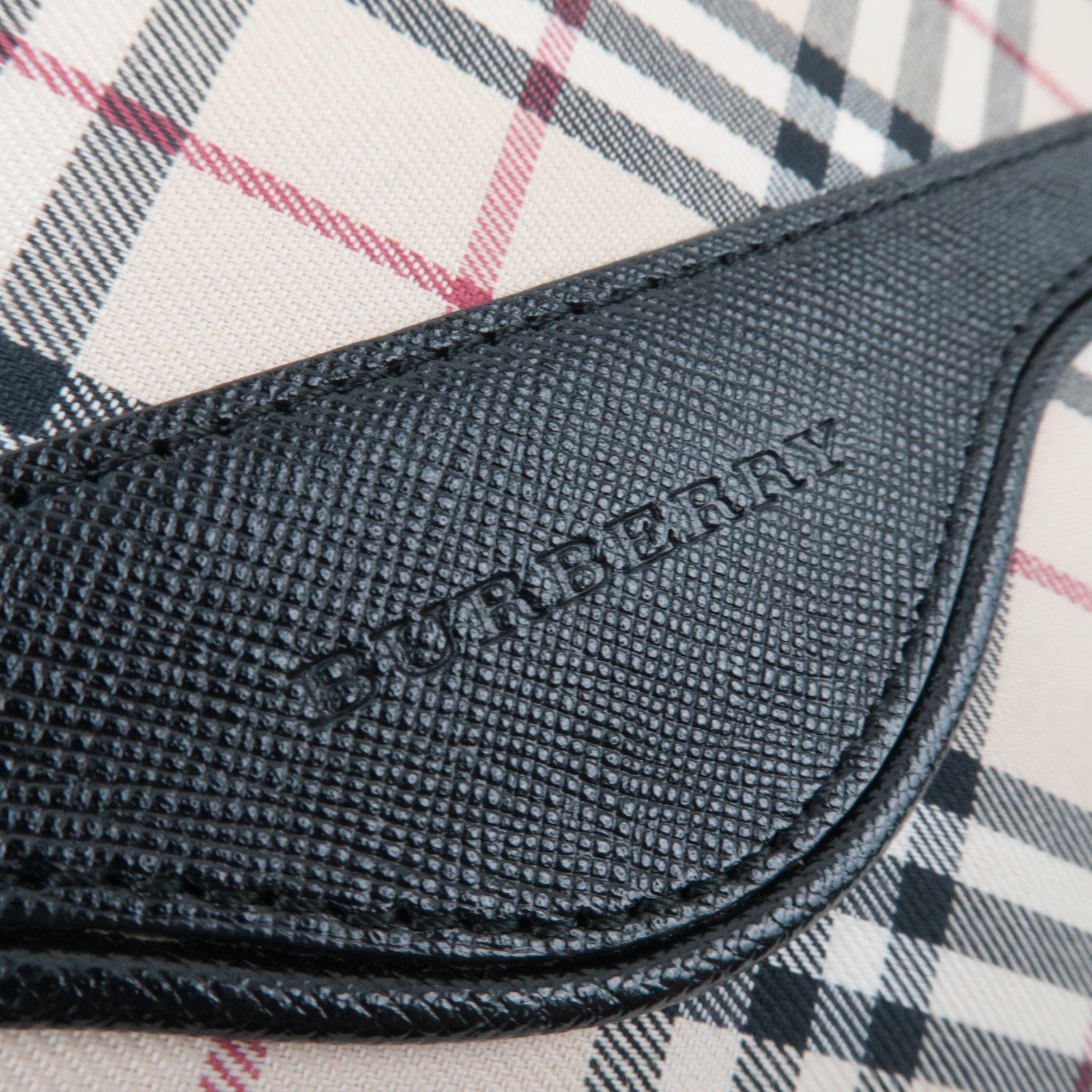 BURBERRY Nova Plaid Canvas Leather Shoulder Bag Beige Black