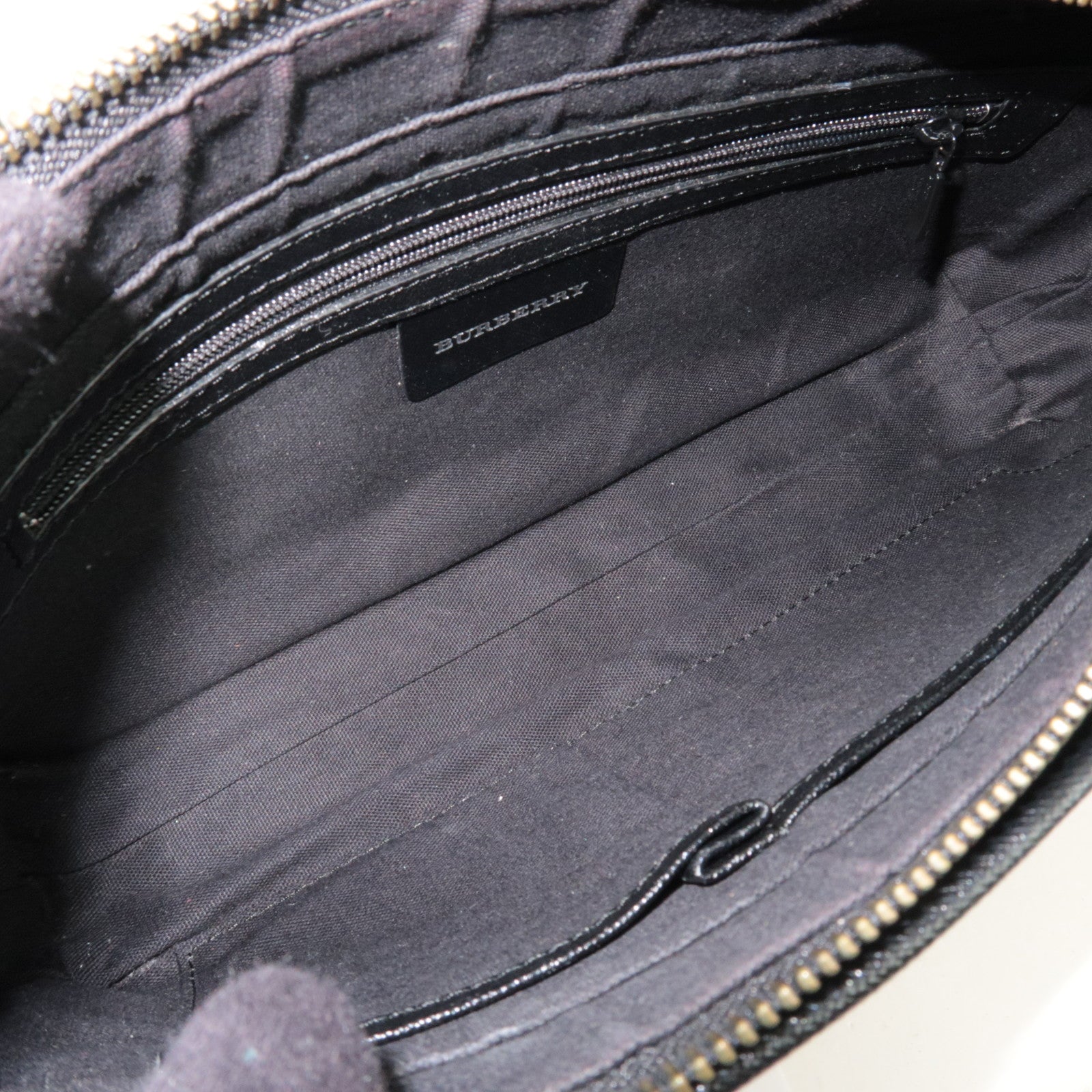 BURBERRY Nova Plaid Canvas Leather Shoulder Bag Beige Black