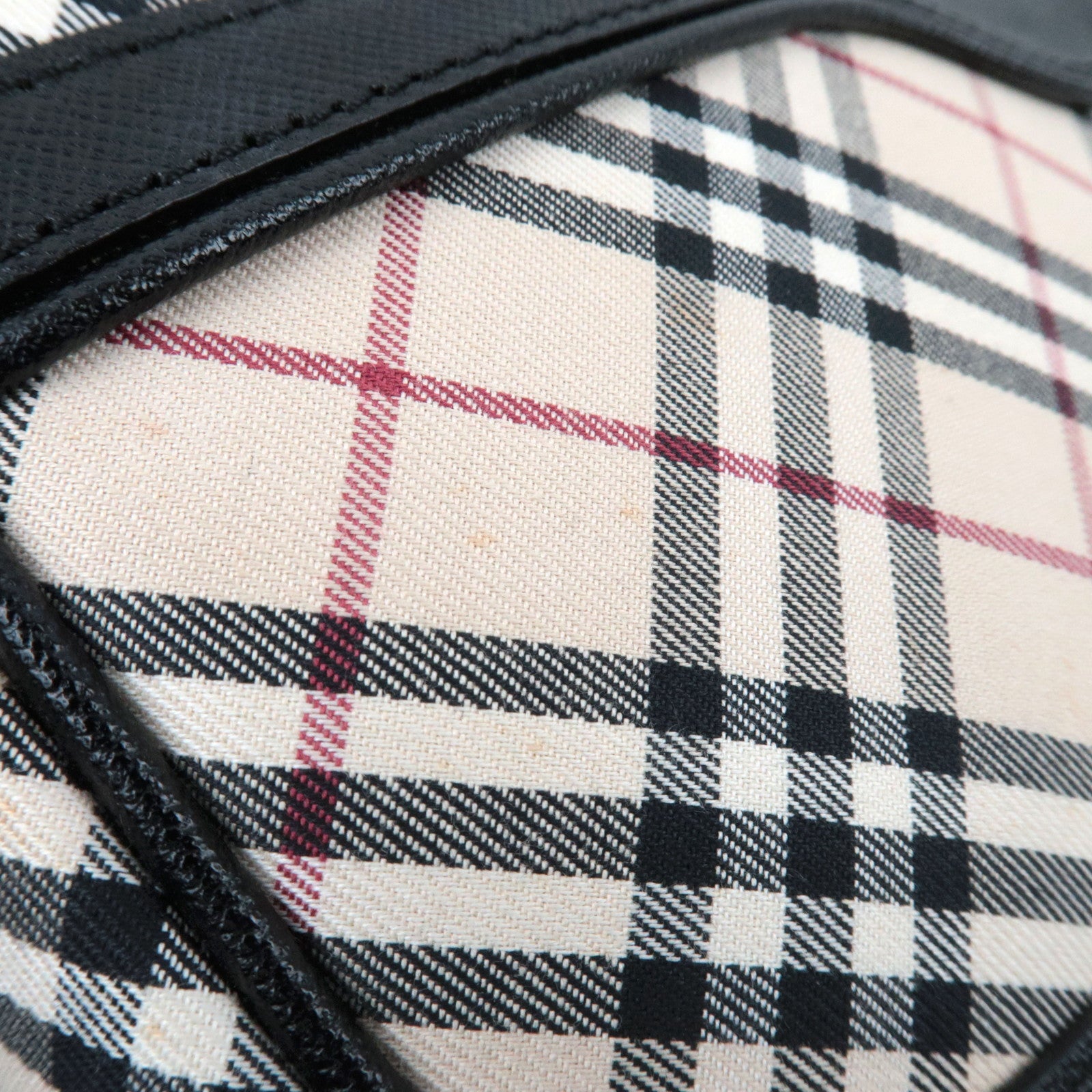 BURBERRY Nova Plaid Canvas Leather Shoulder Bag Beige Black