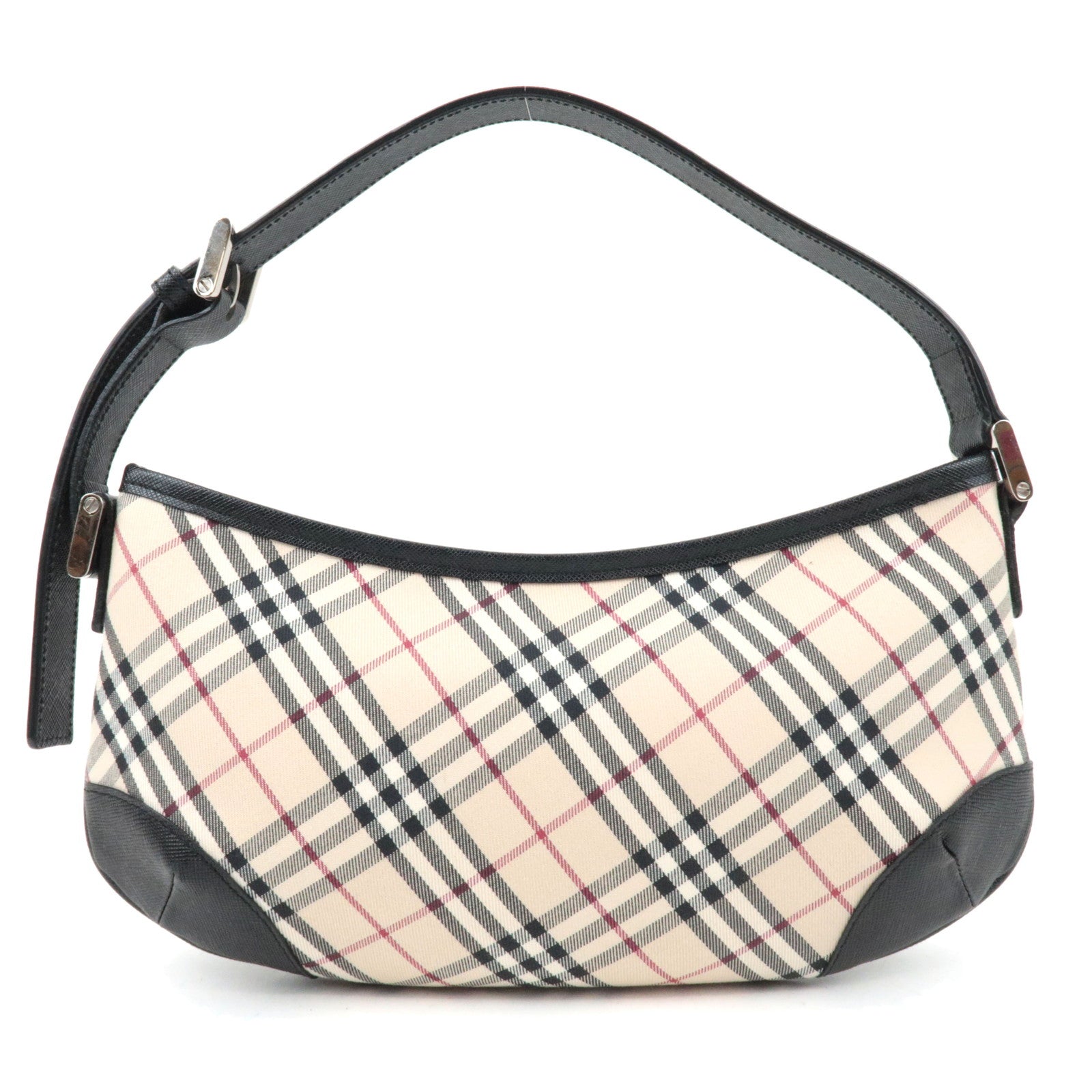BURBERRY Nova Plaid Canvas Leather Shoulder Bag Beige Black85830