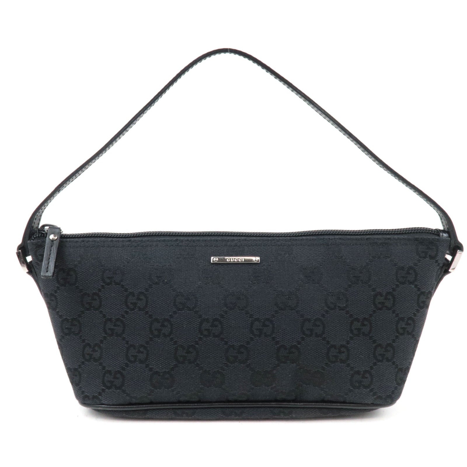 GUCCI Boat Bag GG Canvas Leather Black 0719885840