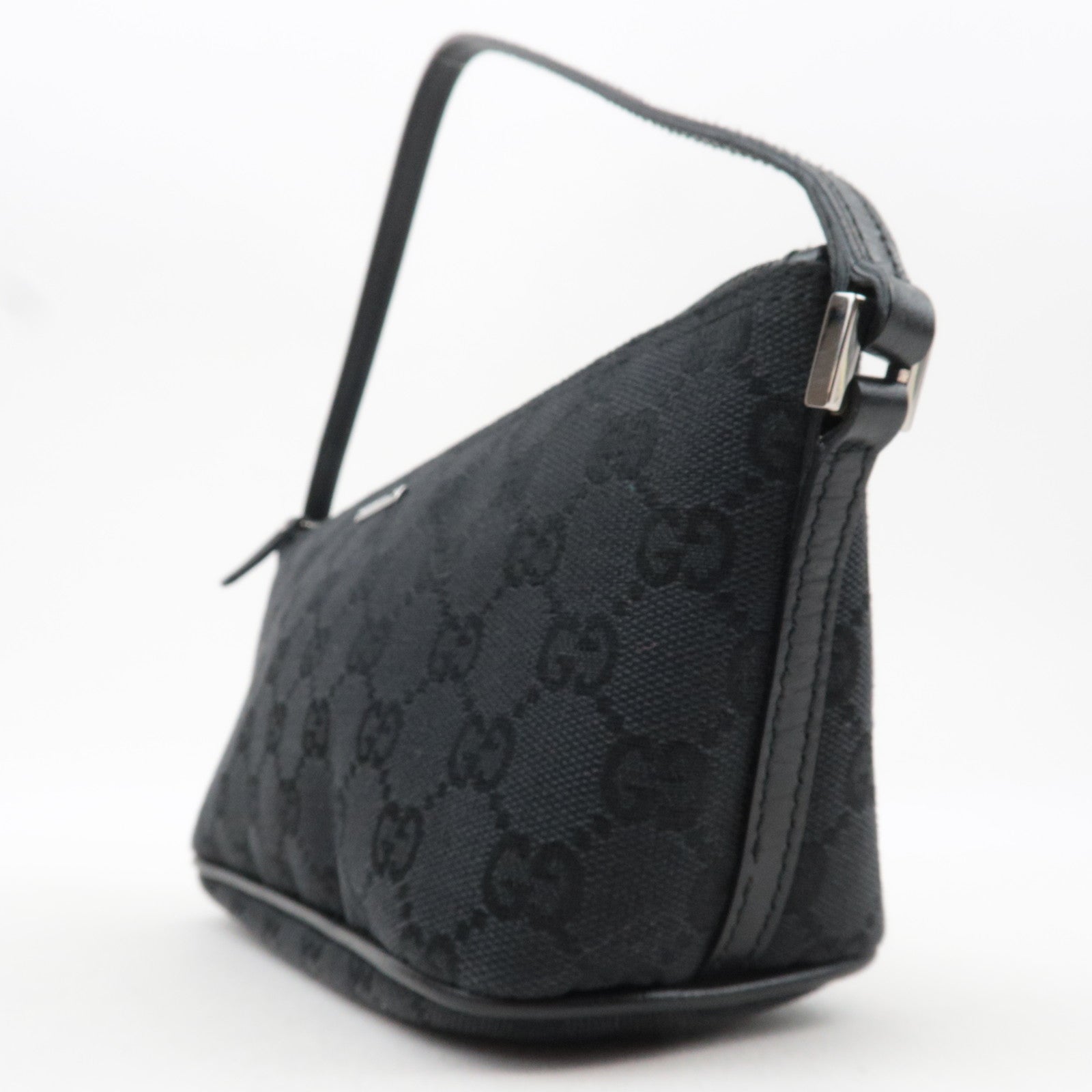 GUCCI Boat Bag GG Canvas Leather Black 07198