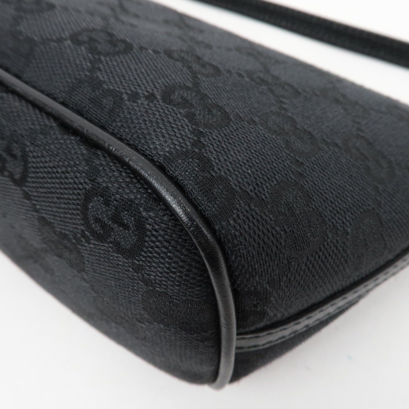 GUCCI Boat Bag GG Canvas Leather Black 07198