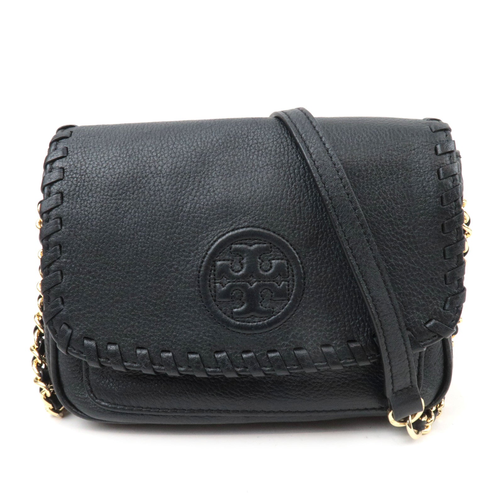 TORY BURCH Leather Chain Shoulder Bag Black85845
