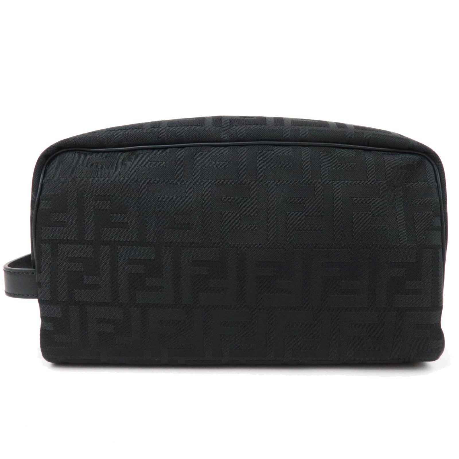 FENDI Zucca Canvas Leather Clutch Bag Black 7N014185859