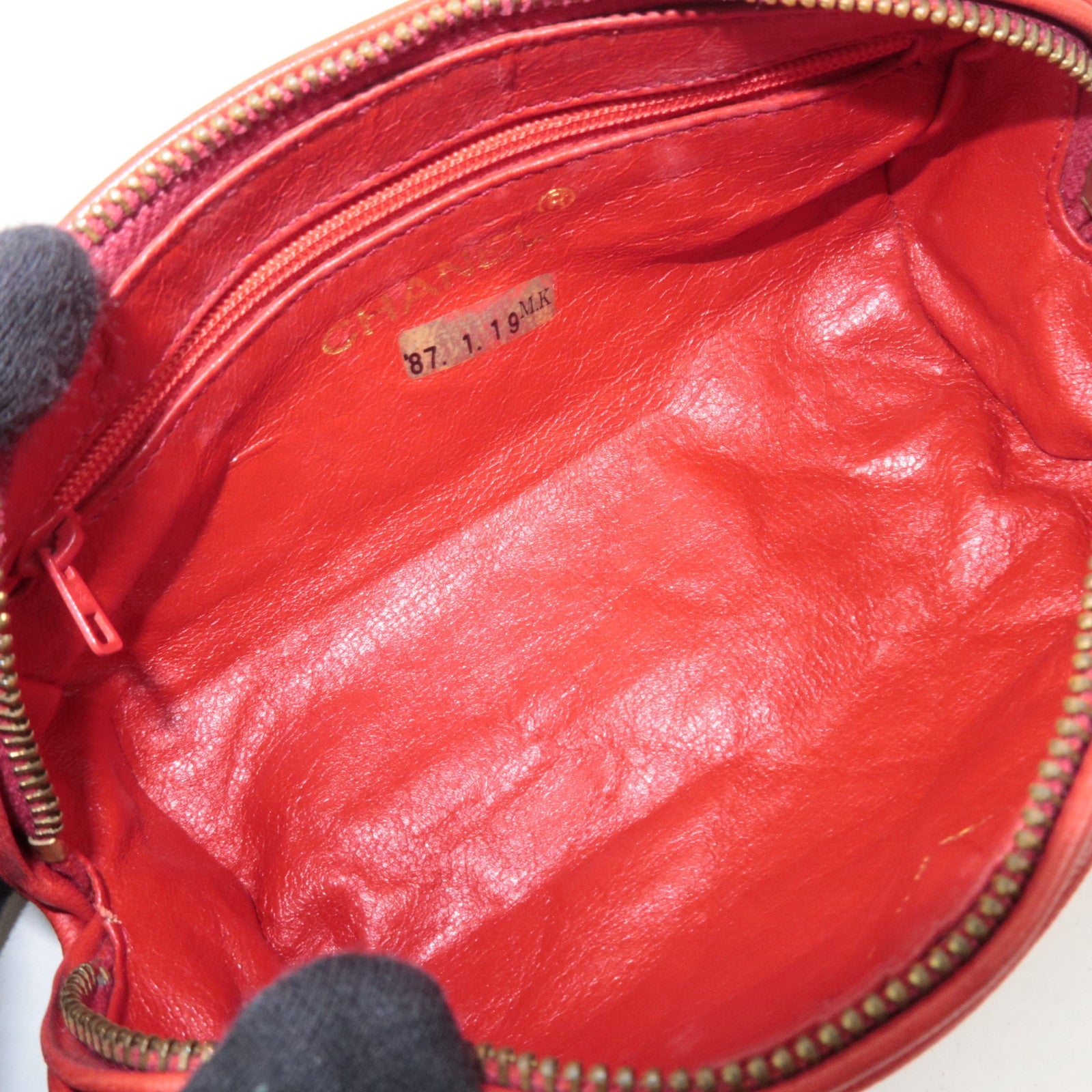 CHANEL Matelasse Lambskin Tassel Small Pouch Red Gold HDW 289720